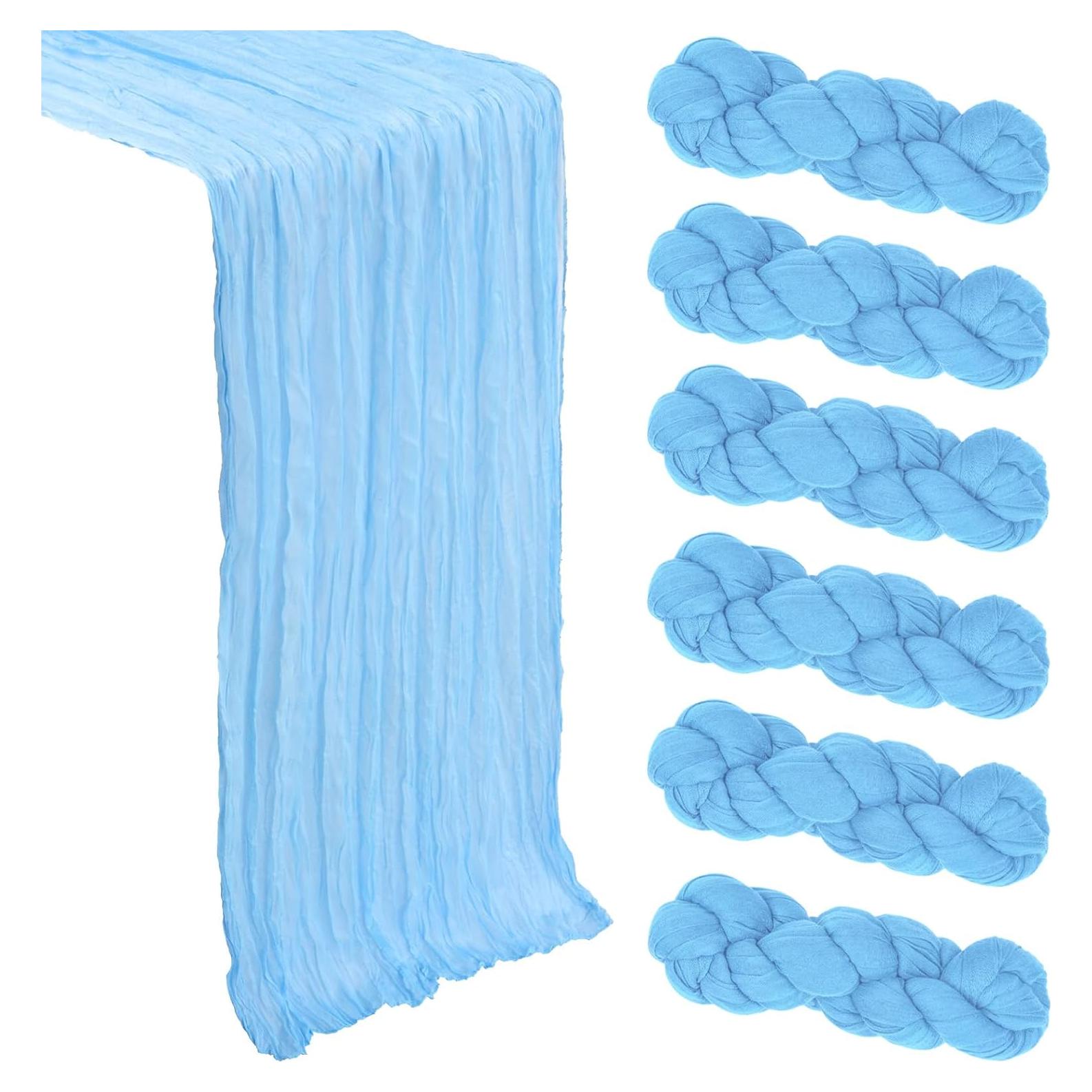 Paquete de 6 Caminos de Mesa de Gasa Azul Bebé 90x300 cm Heneger