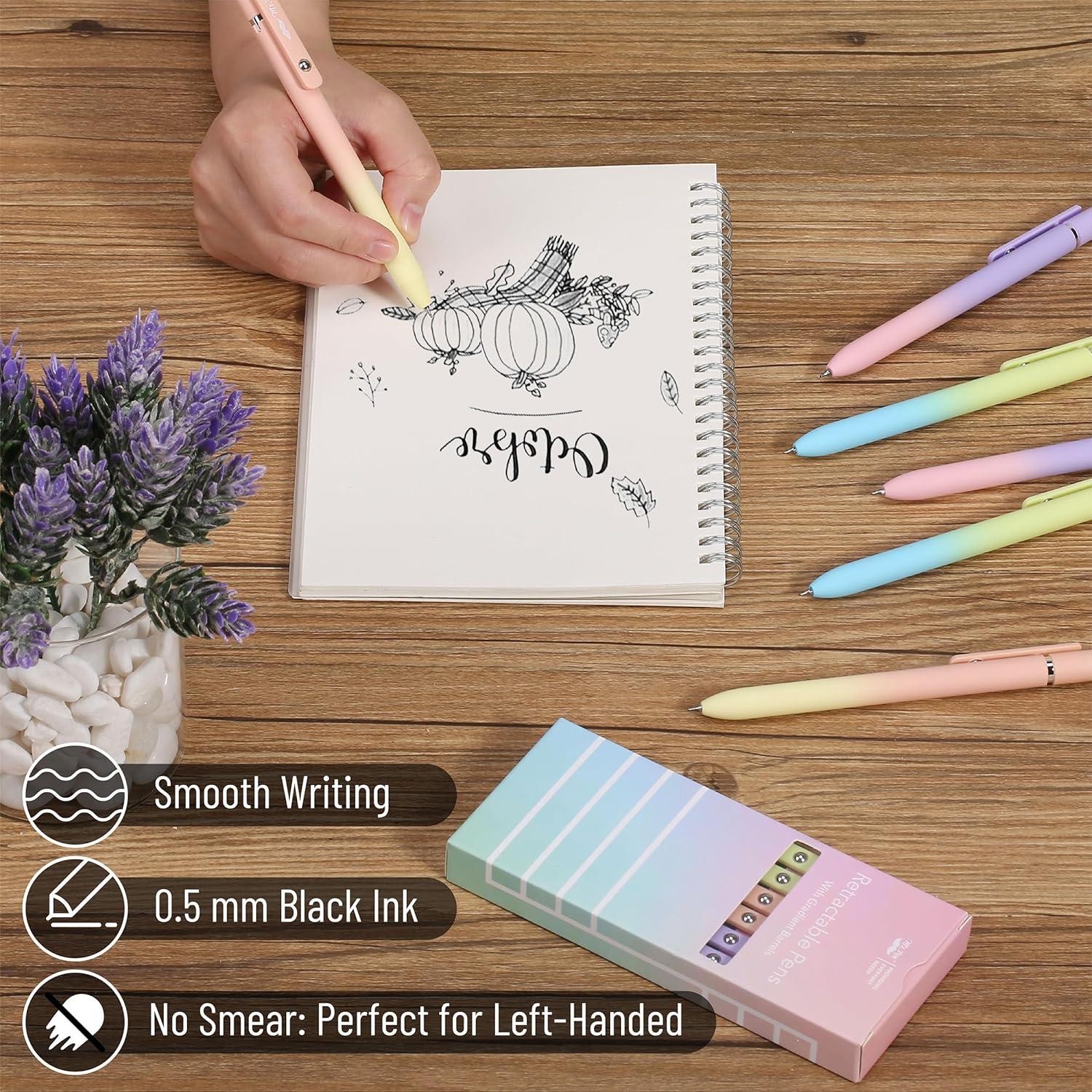 Bolígrafos de Gel Retráctiles Mr. Pen, Paquete de 6, Punta Fina 0.5mm