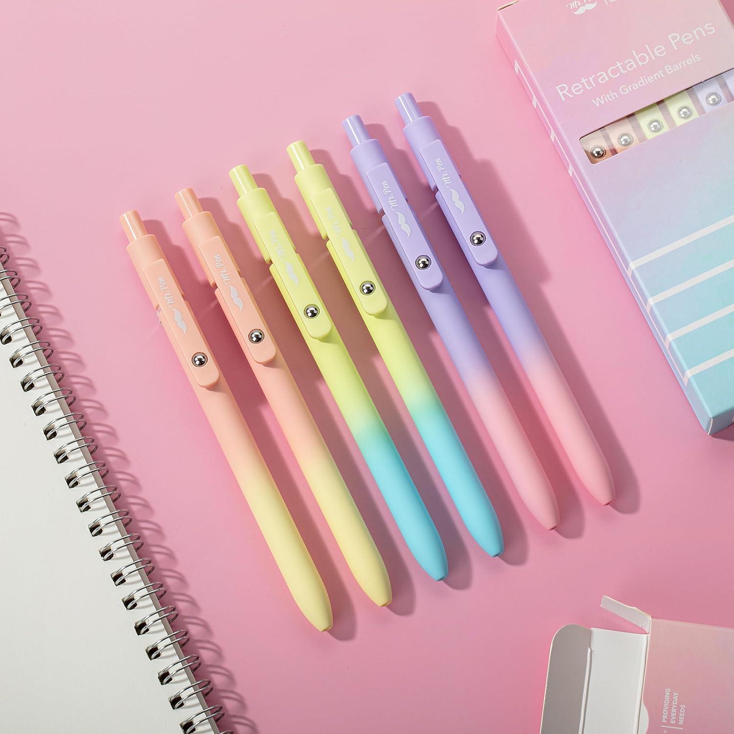 Bolígrafos de Gel Retráctiles Mr. Pen, Paquete de 6, Punta Fina 0.5mm