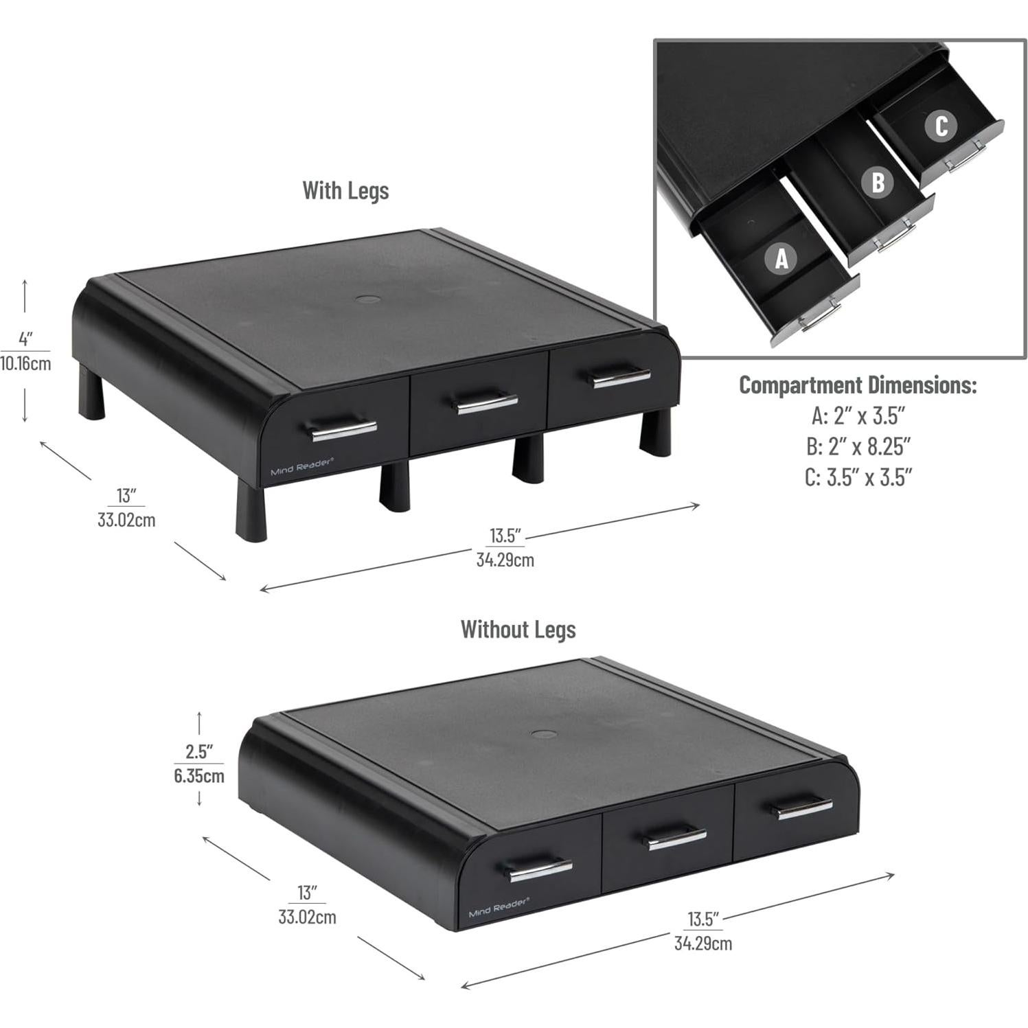 Soporte para Monitor Ergonómico Mind Reader, Negro, 34.29x33.02x10.16 cm