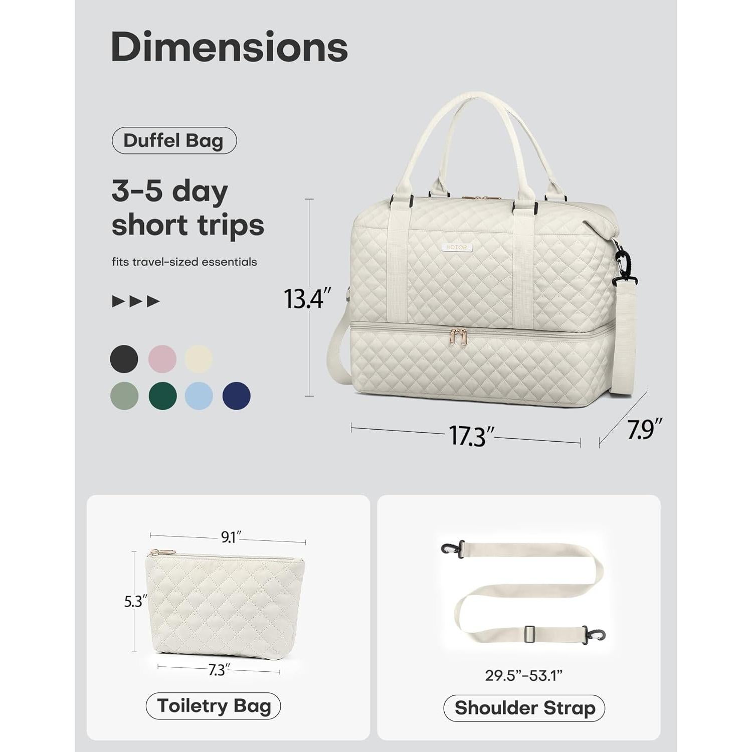 Bolsa de Viaje HOTOR Beige 34x44x20cm con Compartimento para Zapatos