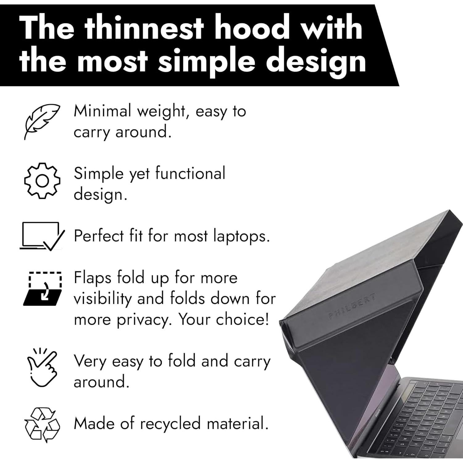 Sombrilla para Laptop 4-en-1 Philbert - Negra 12-14"