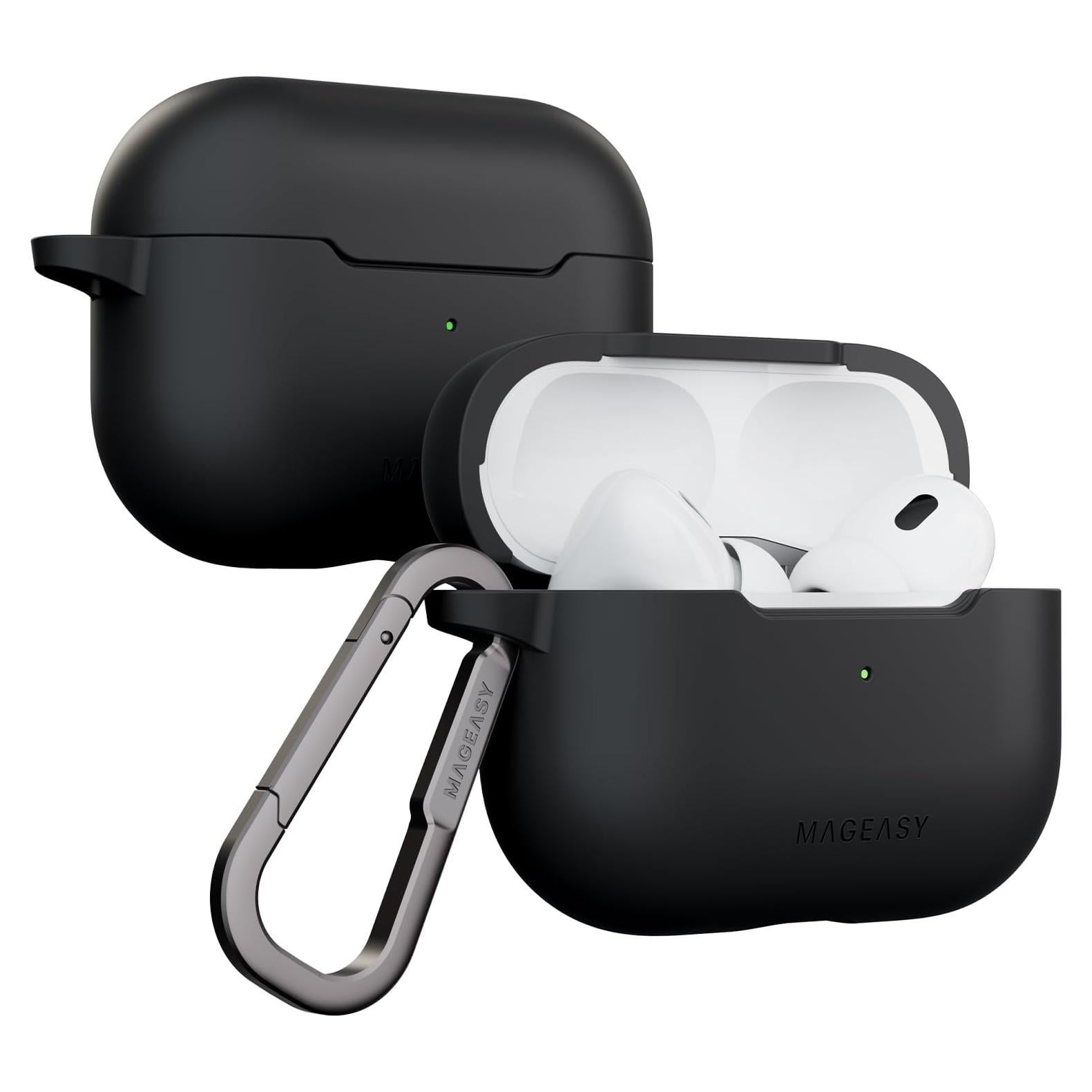 Funda Protectora MAGEASY para AirPods Pro 2 - Negra, A Prueba de Golpes