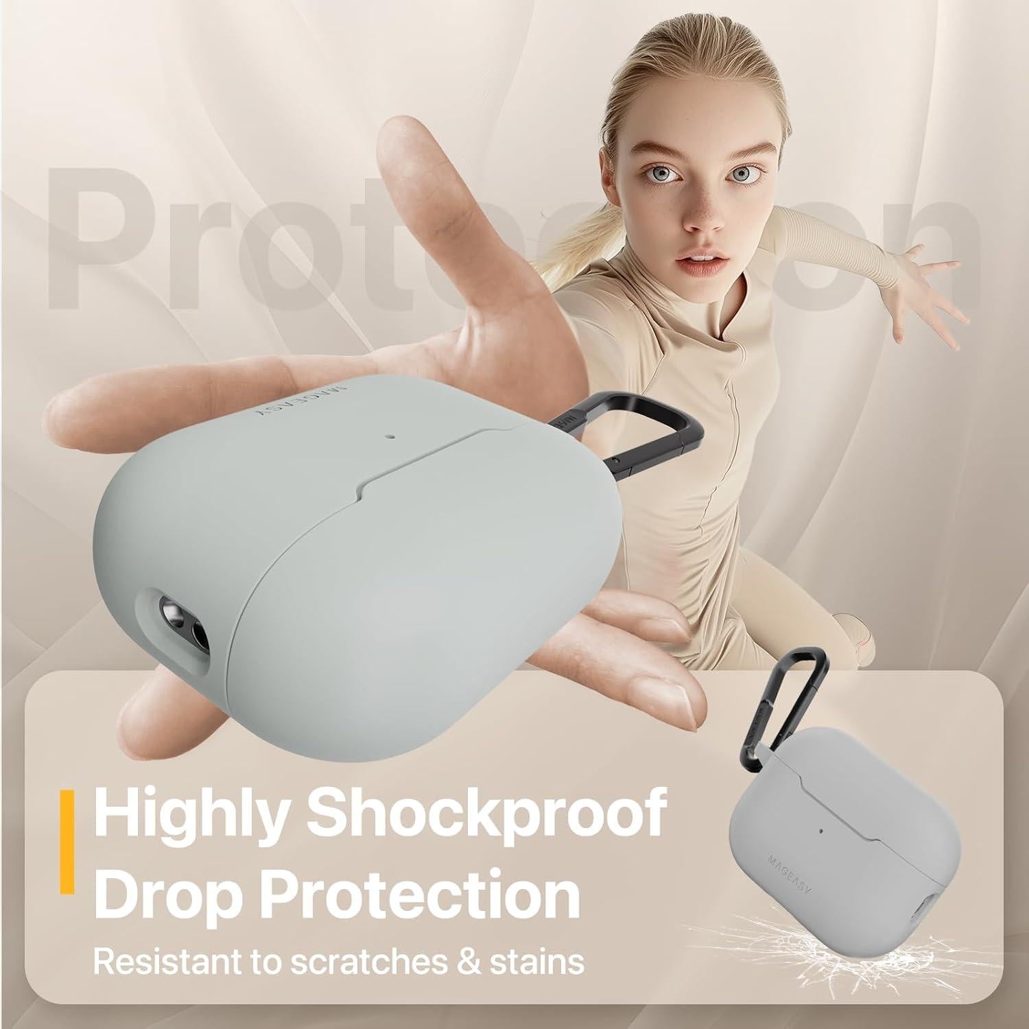 Funda Protectora MAGEASY para AirPods Pro 2 - Negra, A Prueba de Golpes