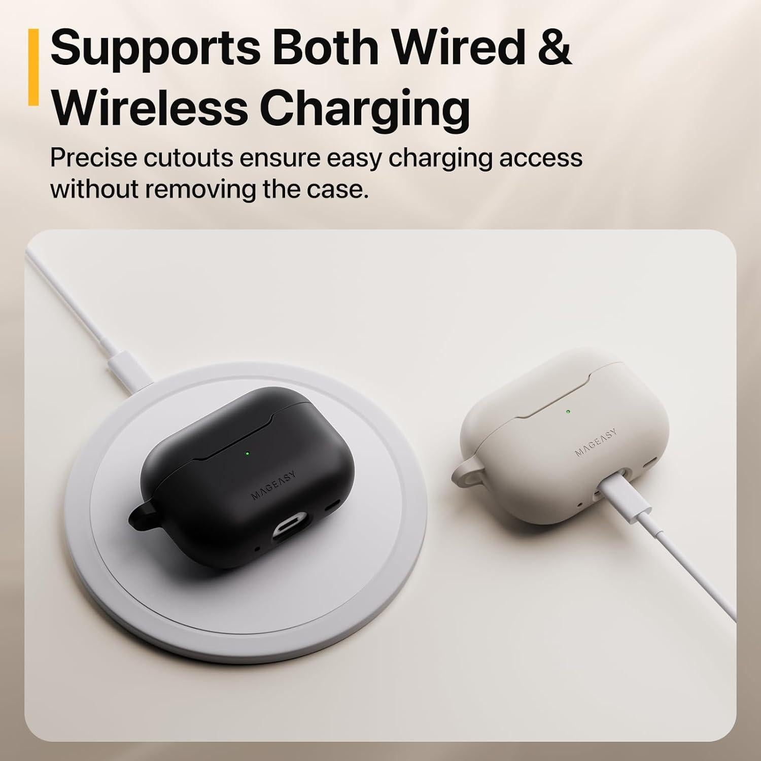 Funda Protectora MAGEASY para AirPods Pro 2 - Negra, A Prueba de Golpes