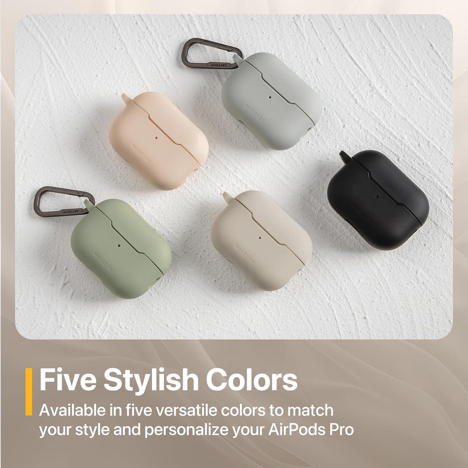 Funda Protectora MAGEASY para AirPods Pro 2 - Negra, A Prueba de Golpes