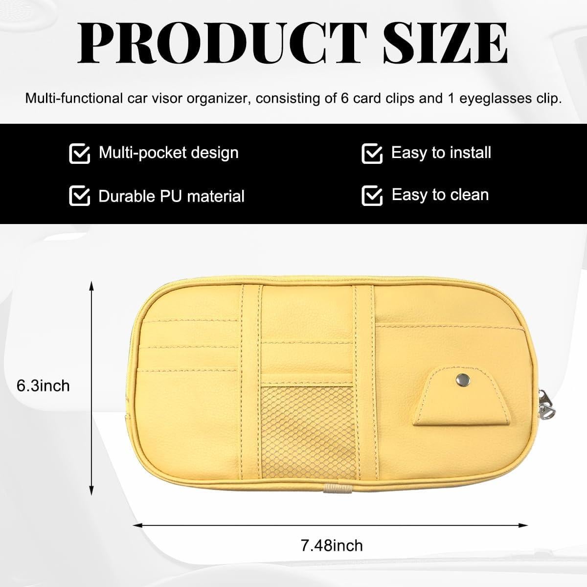 Organizador de Visera de Coche MUQIDA Beige con Múltiples Bolsillos