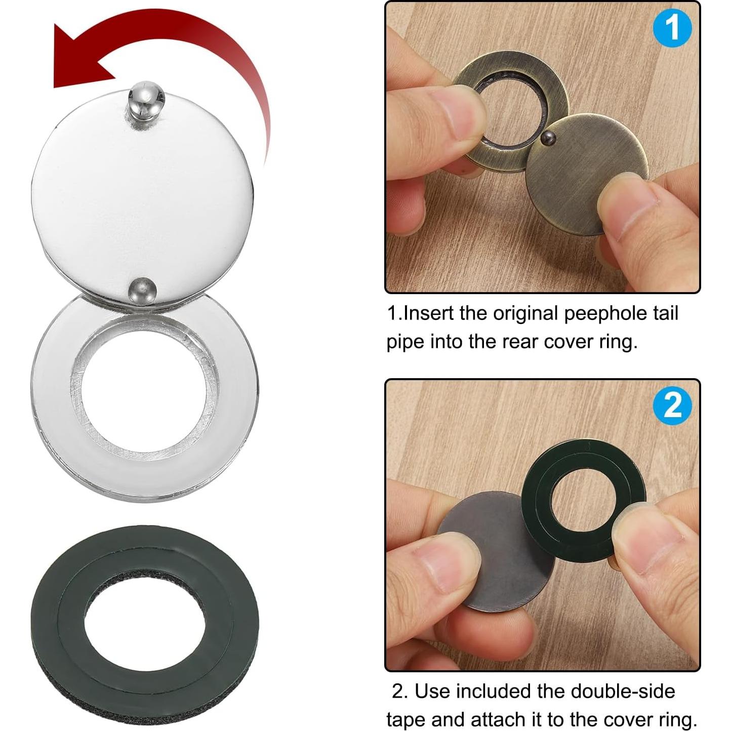 Cubierta de Mirilla PATIKIL 16mm Cromo Brillante 2pcs