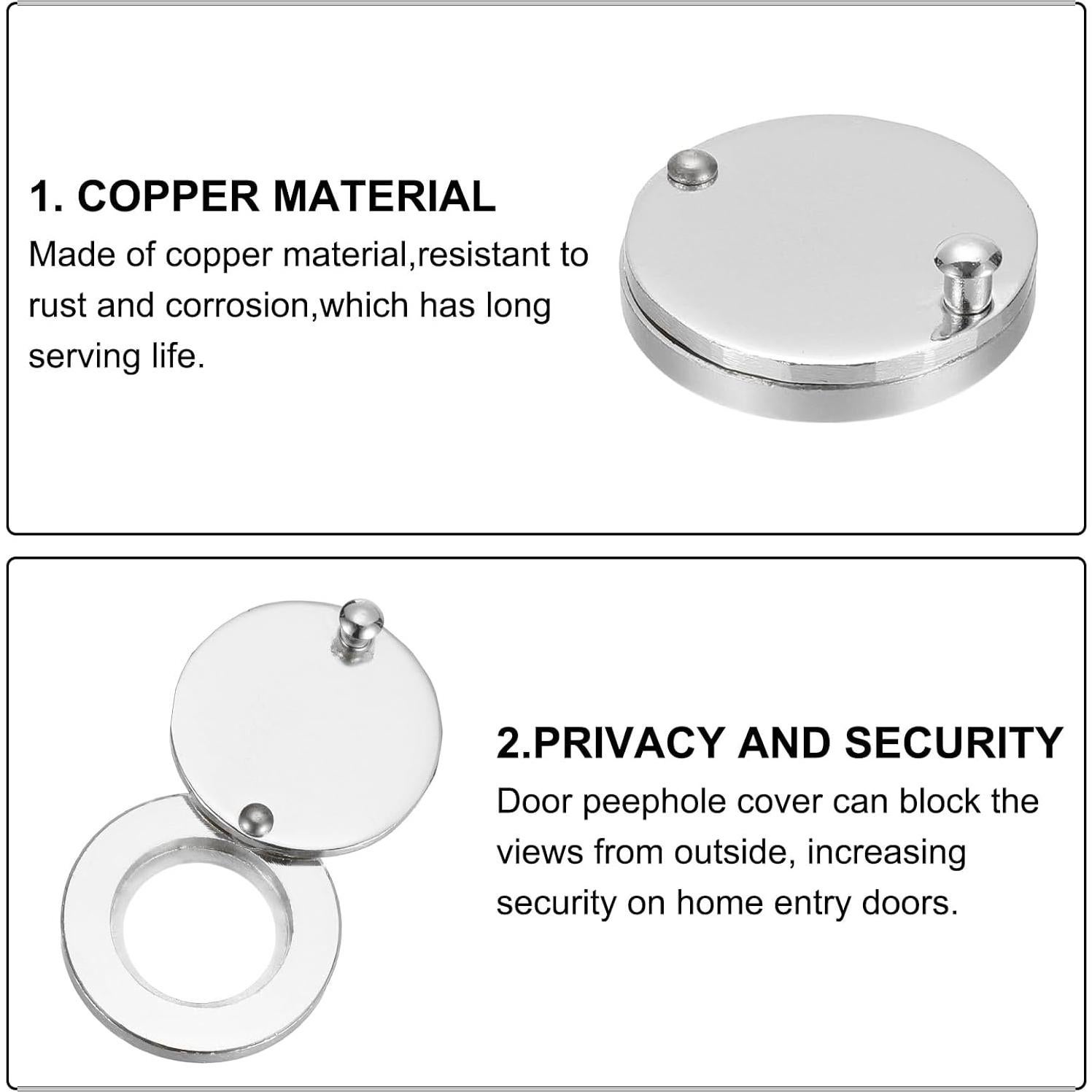 Cubierta de Mirilla PATIKIL 16mm Cromo Brillante 2pcs