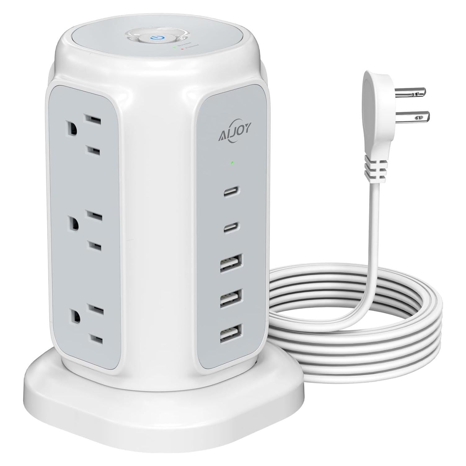 Torre de Regleta AiJoy 9 Salidas y 5 USB (2 USB-C) 1200J