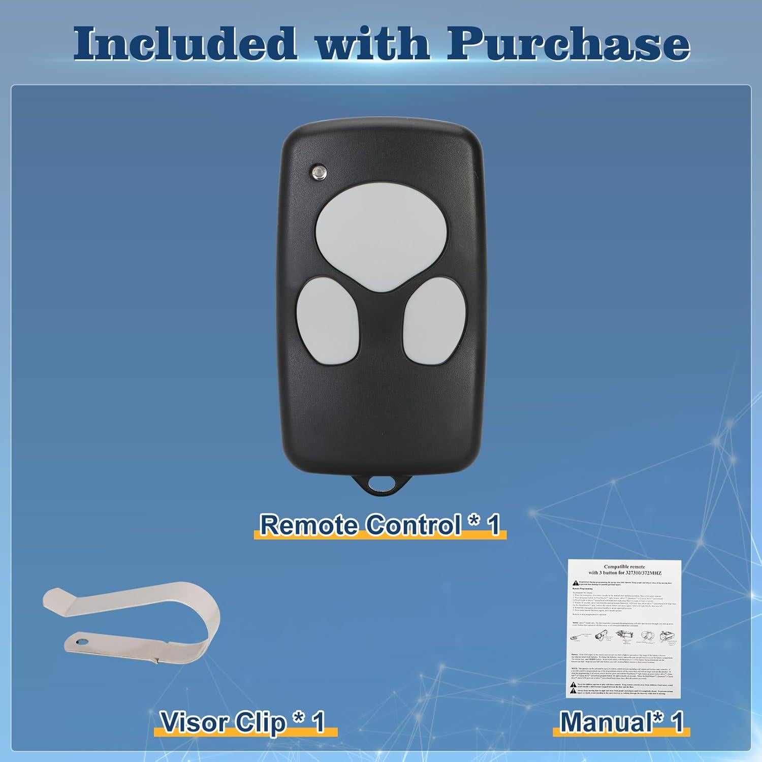 Control Remoto de Puerta de Garaje Pevxou 372310 Compatible