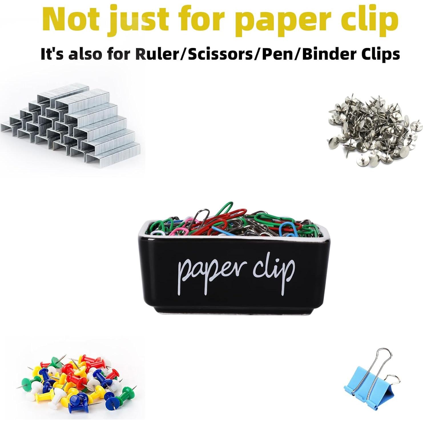 Soporte de Clips de Papel Cerámica ONTUBE Negro 8.4 cm