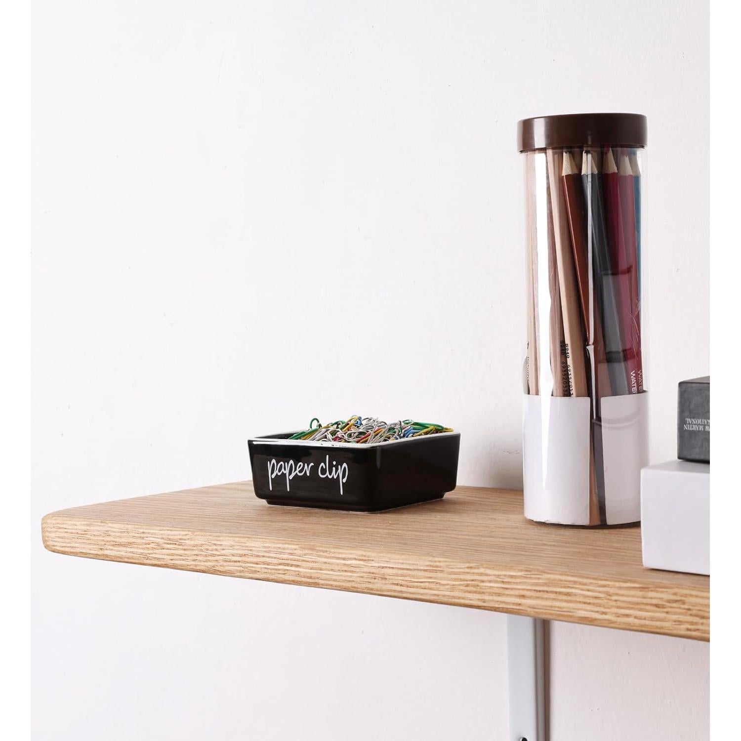 Soporte de Clips de Papel Cerámica ONTUBE Negro 8.4 cm