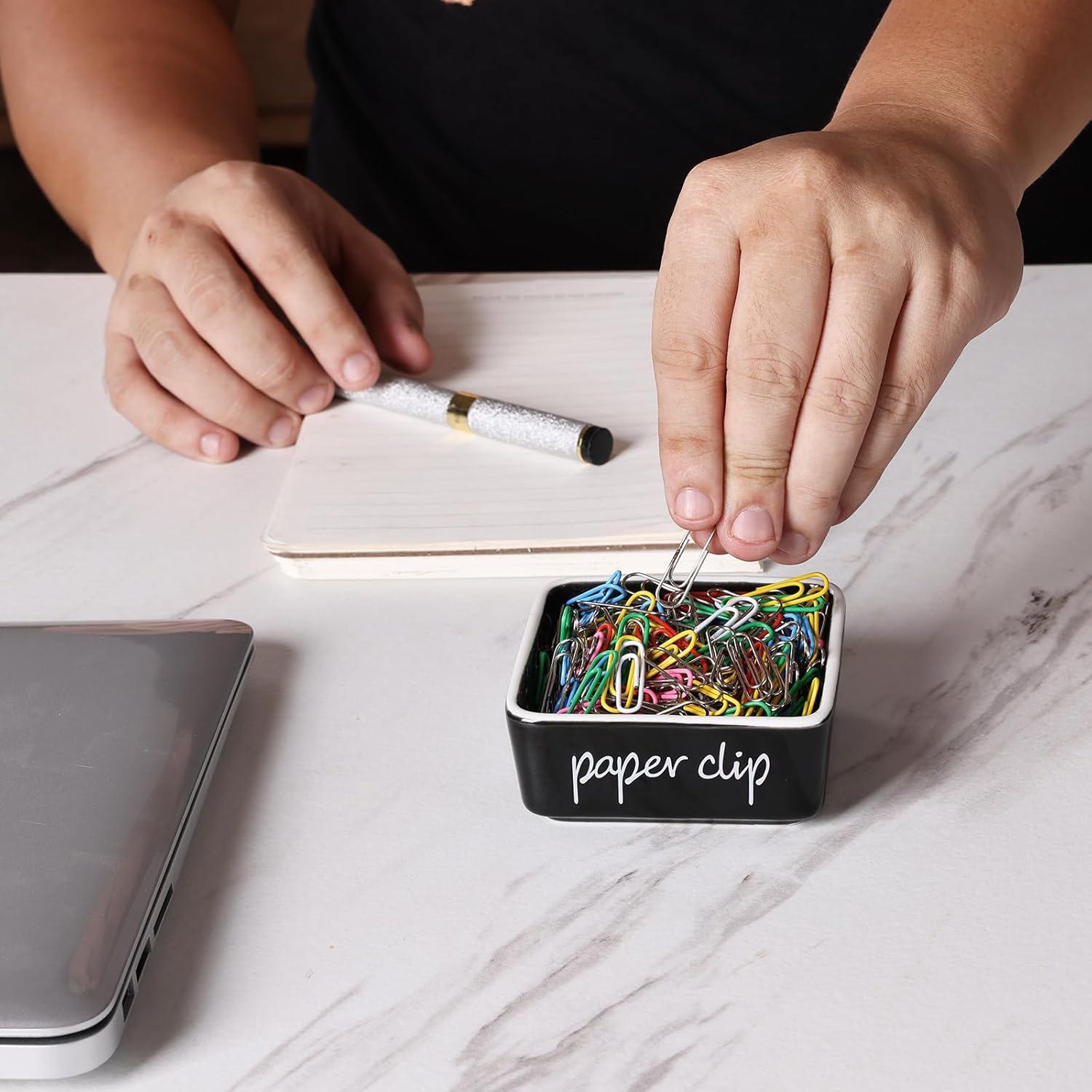 Soporte de Clips de Papel Cerámica ONTUBE Negro 8.4 cm