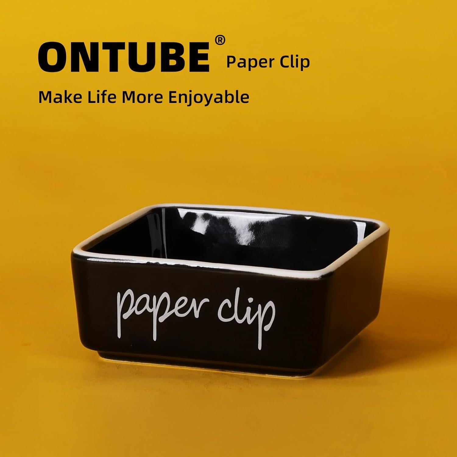 Soporte de Clips de Papel Cerámica ONTUBE Negro 8.4 cm