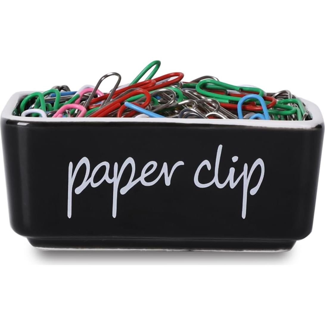 Soporte de Clips de Papel Cerámica ONTUBE Negro 8.4 cm