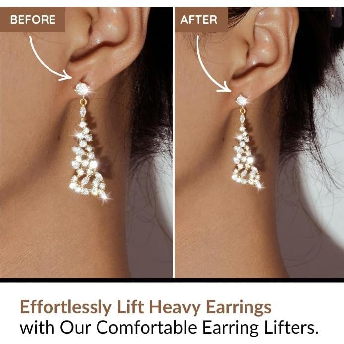 Elevadores de Aretes Love Lifters Hipoalergénicos 2 Pares Oro