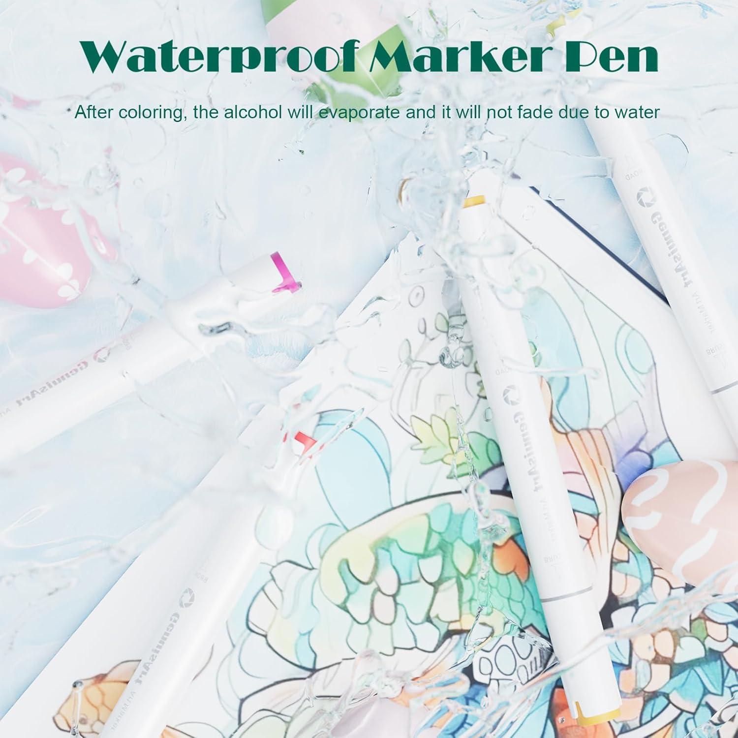 49 Marcadores de Alcohol GenuisArt Doble Punta y Alfombrilla