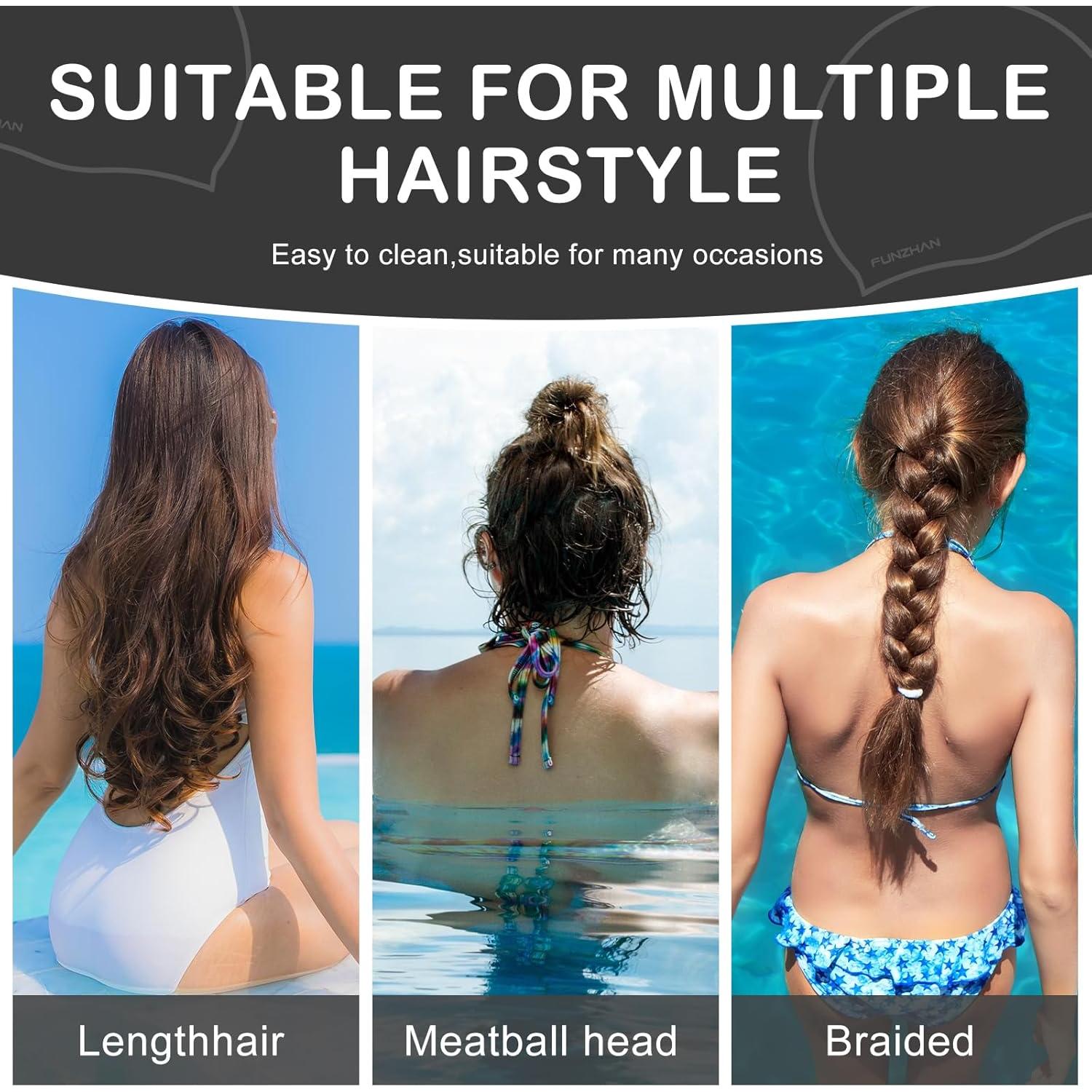 Gorro de Natación Silicona Funzhan Impermeable Unisex Negro