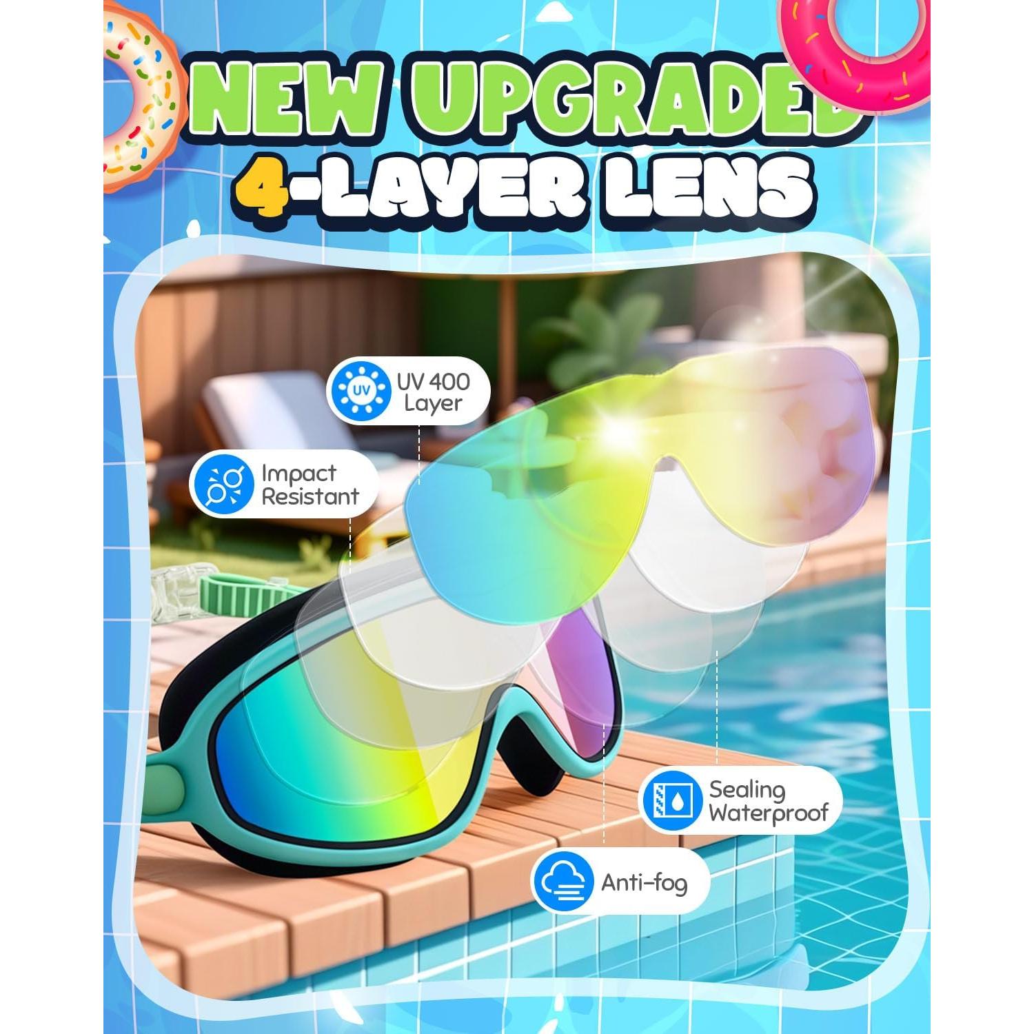 Gafas de natación Rantizon para niños 3 a 14 años, UV y antiempañante