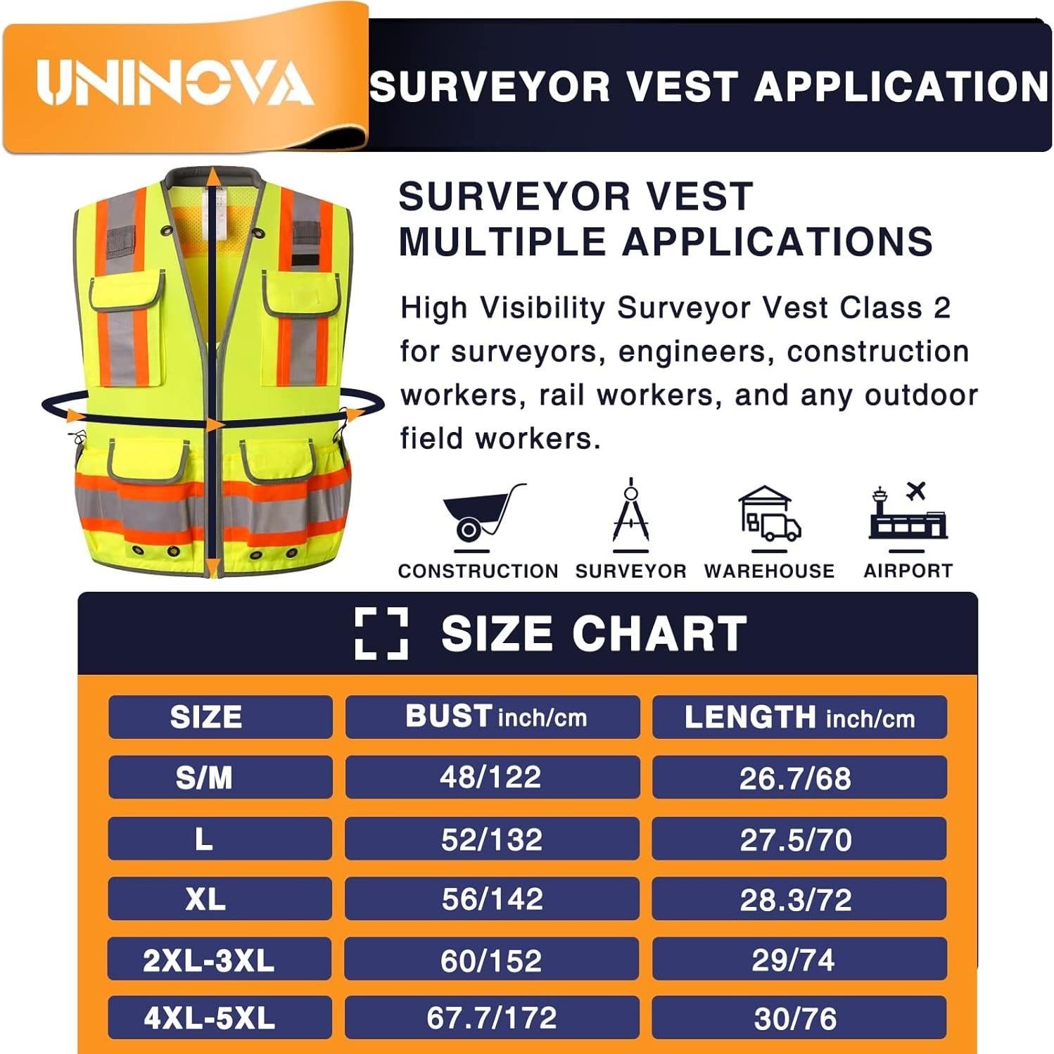 Chaleco de Seguridad UNINOVA SV55 Reflectante Amarillo XXL