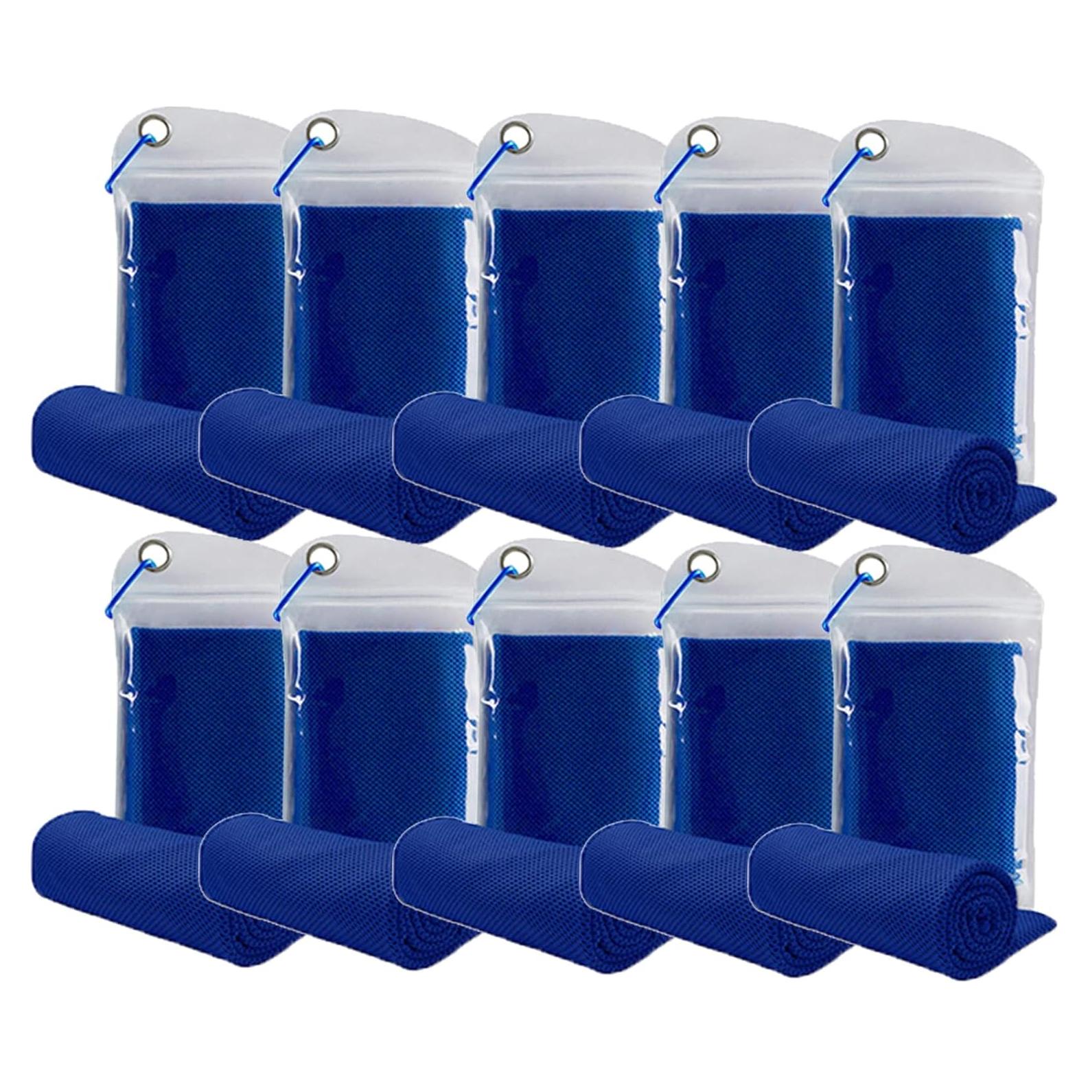 Paquete de 10 Toallas Enfriadoras immoono Microfibra 101.6x30.5 cm Azul