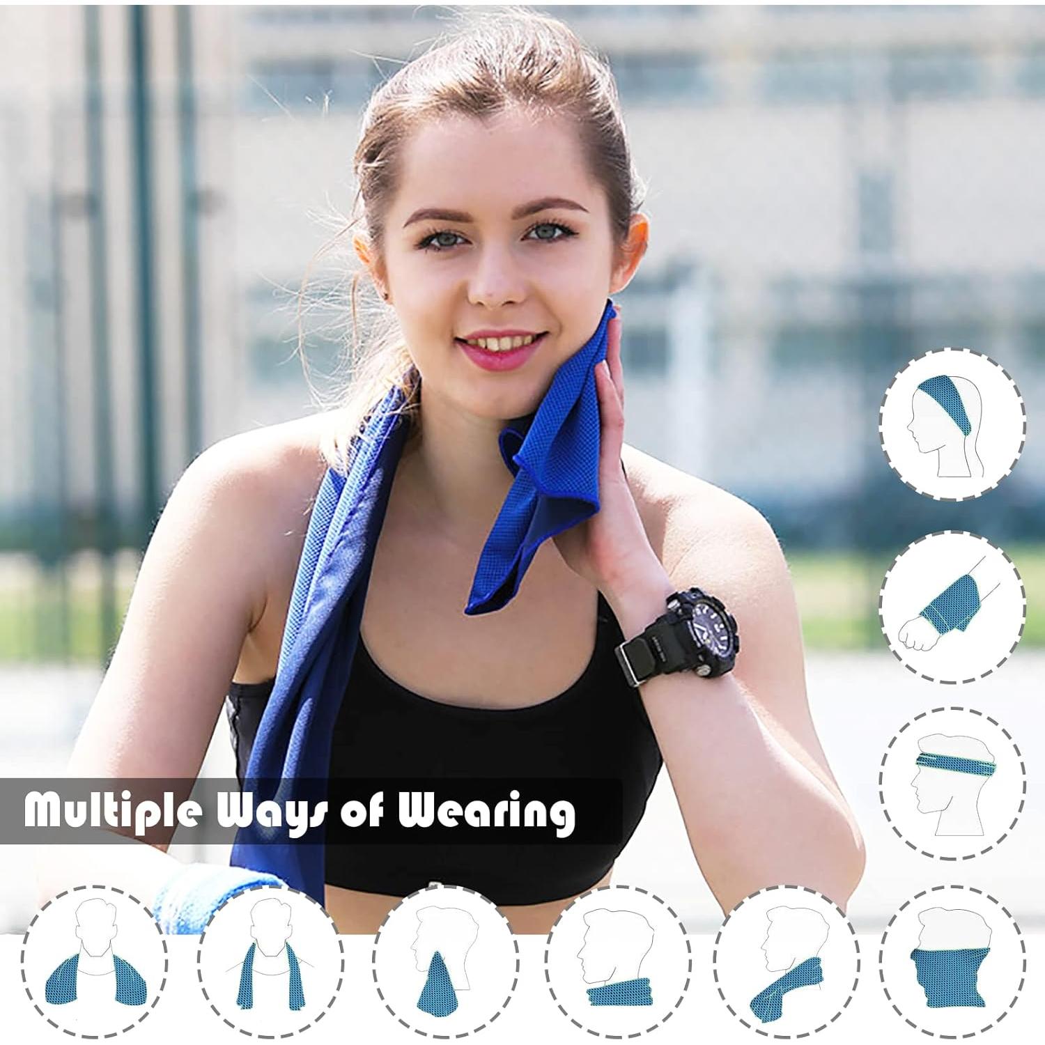 Paquete de 10 Toallas Enfriadoras immoono Microfibra 101.6x30.5 cm Azul