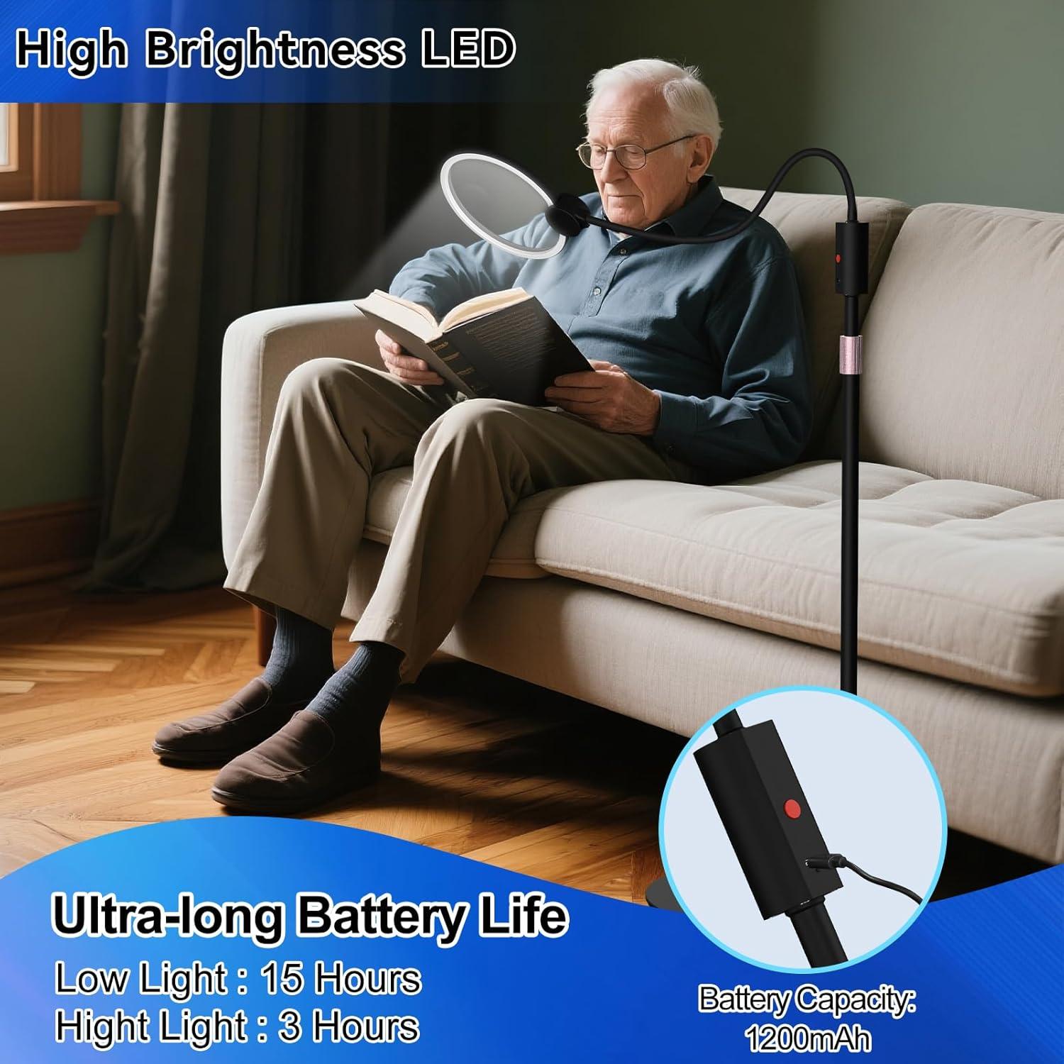 Lupa de Piso KINSUTO 10x con Luz LED Regulable y Soporte