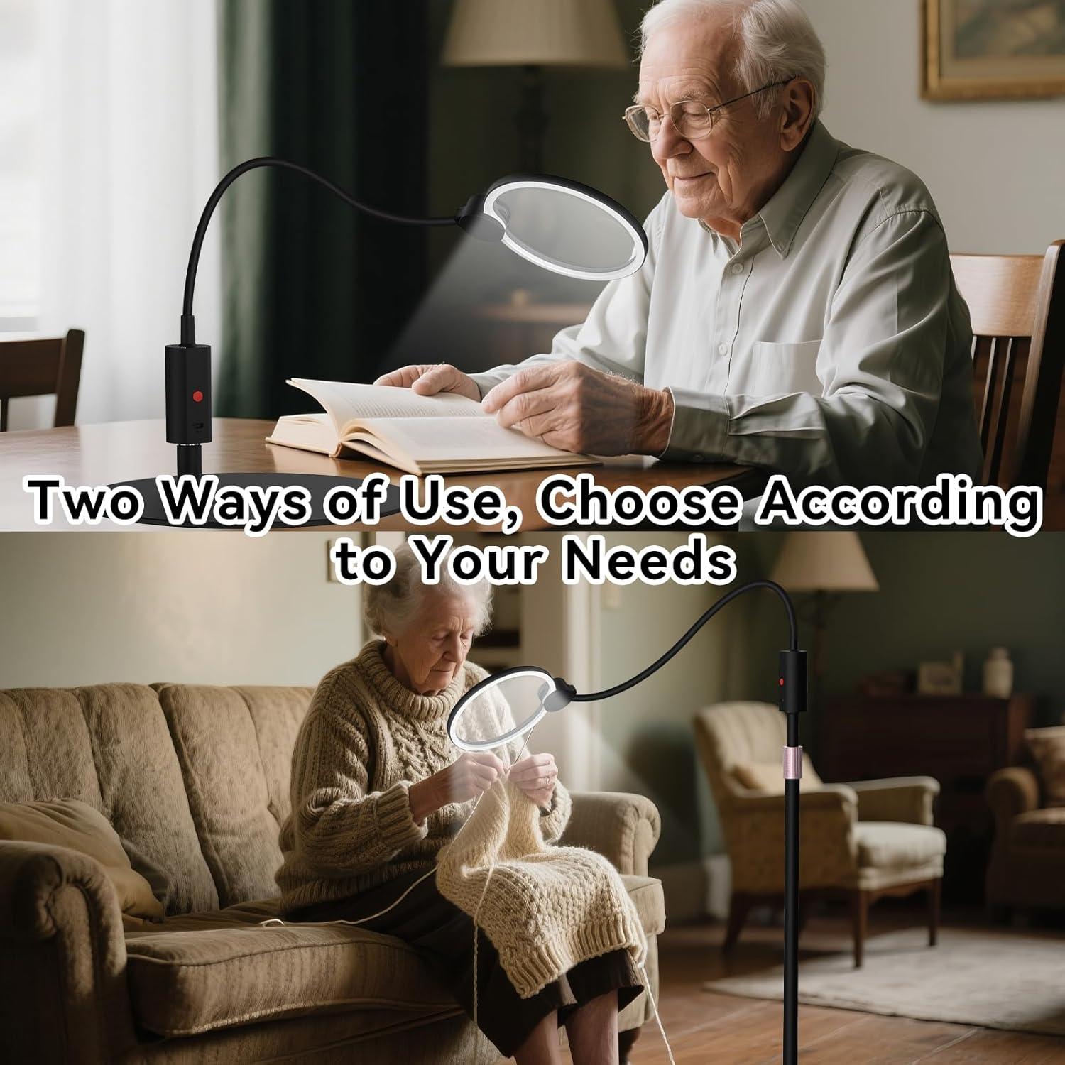 Lupa de Piso KINSUTO 10x con Luz LED Regulable y Soporte