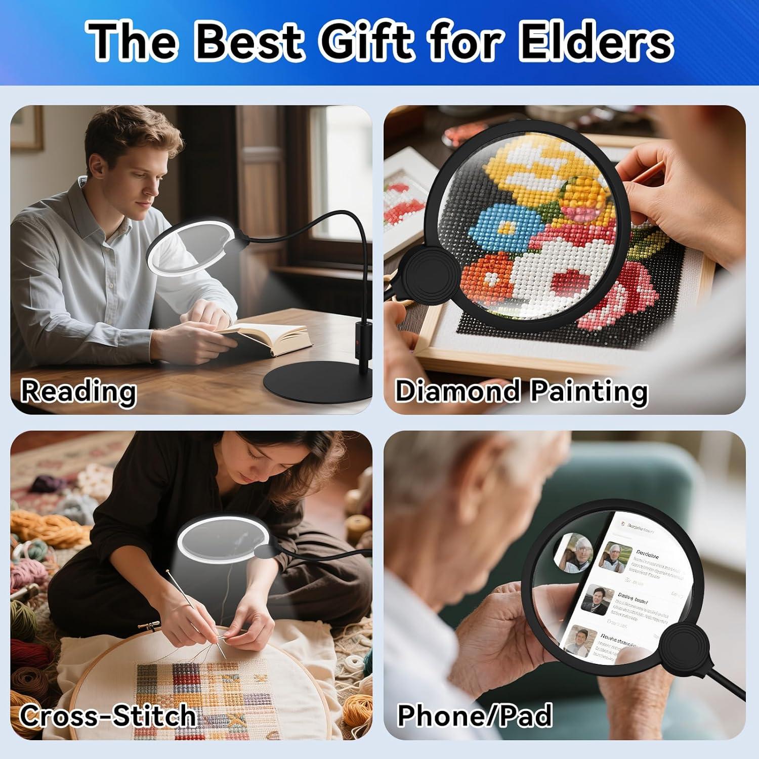 Lupa de Piso KINSUTO 10x con Luz LED Regulable y Soporte