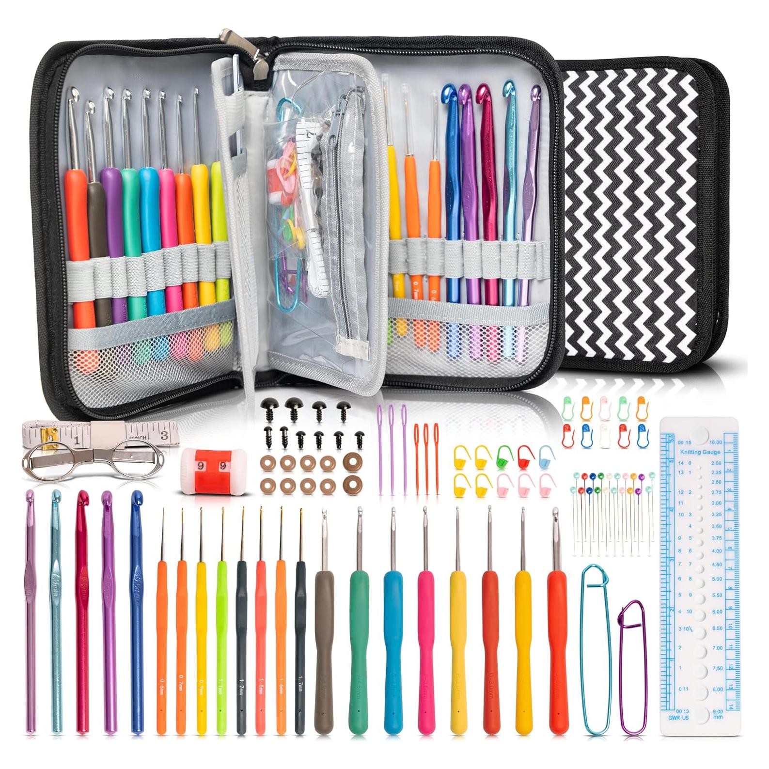 Kit de Ganchillos Ergonómicos SHAXANO 95 Piezas con Estuche