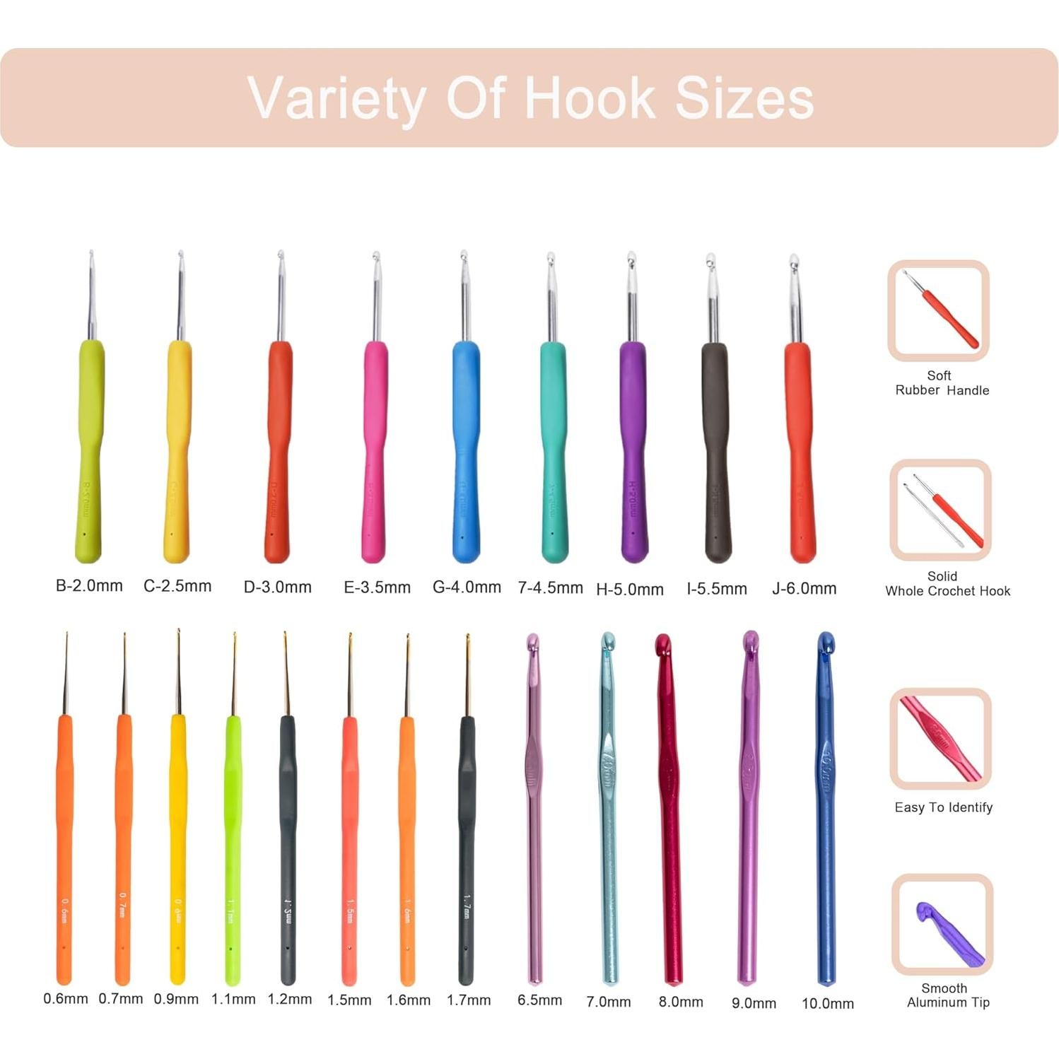 Kit de Ganchillos Ergonómicos SHAXANO 95 Piezas con Estuche