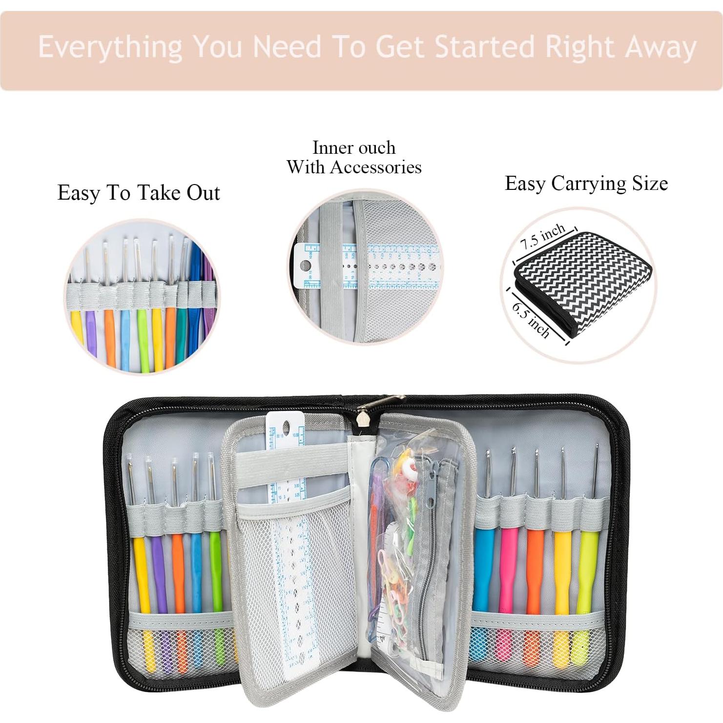 Kit de Ganchillos Ergonómicos SHAXANO 95 Piezas con Estuche