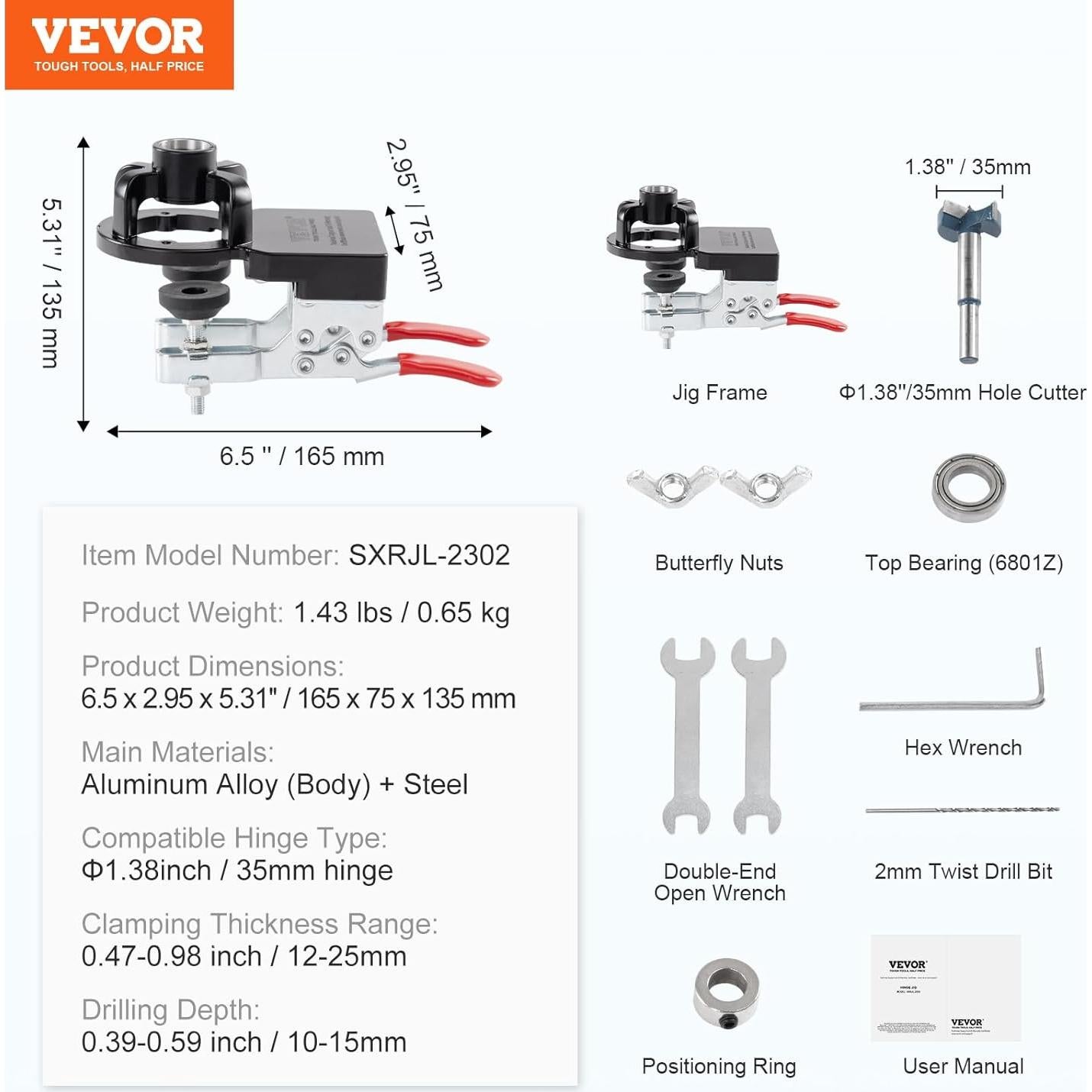Plantilla de Bisagra de Gabinete VEVOR 35 mm Ajustable
