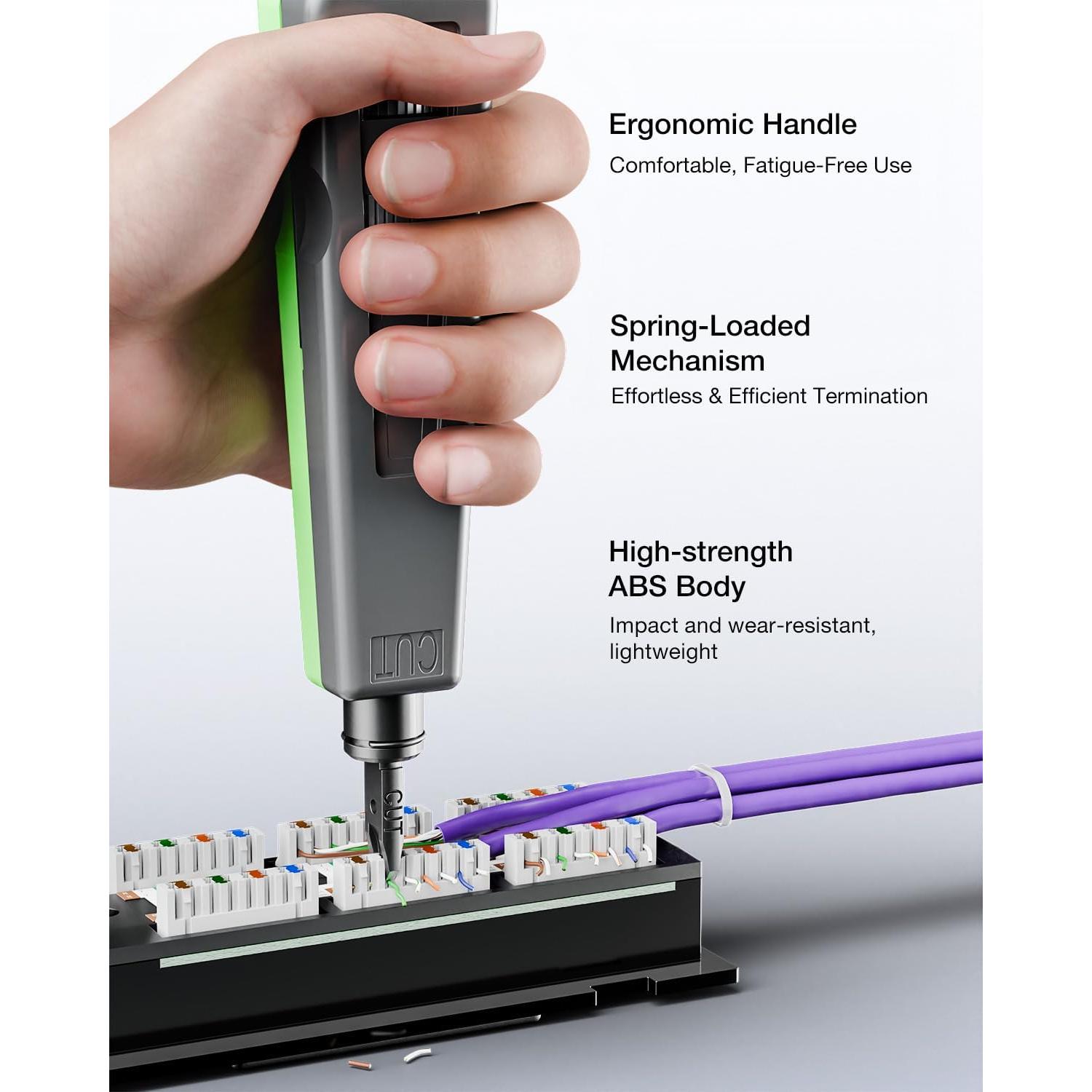 Herramienta Punch Down VCELINK 110/66 Verde, Fuerza Ajustable