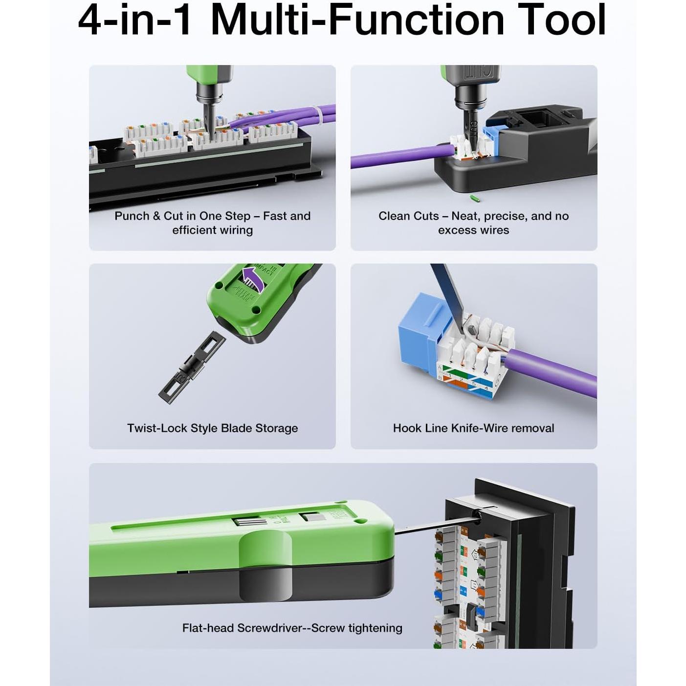 Herramienta Punch Down VCELINK 110/66 Verde, Fuerza Ajustable