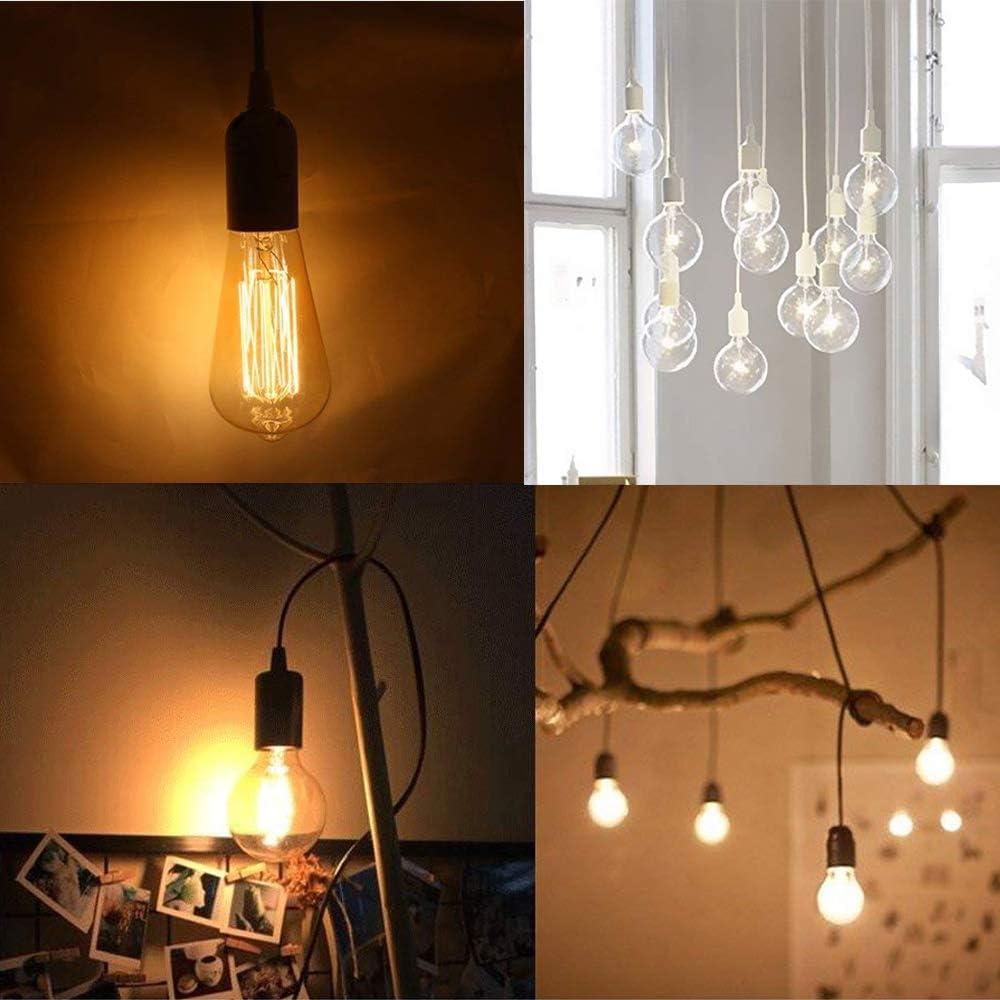 Rextin 2 Packs Cable de Extensión 1.8m E26/E27 con Interruptor