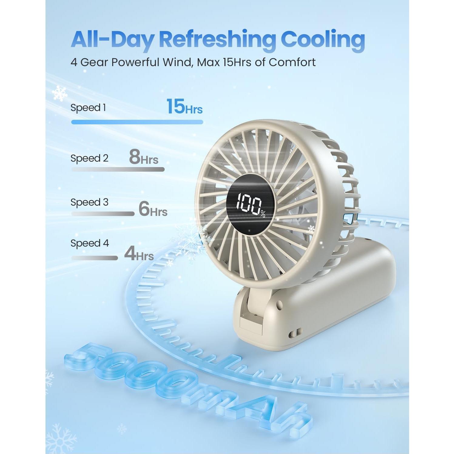 Ventilador de Mano Plegable AMACOOL 5000mAh 4 Velocidades