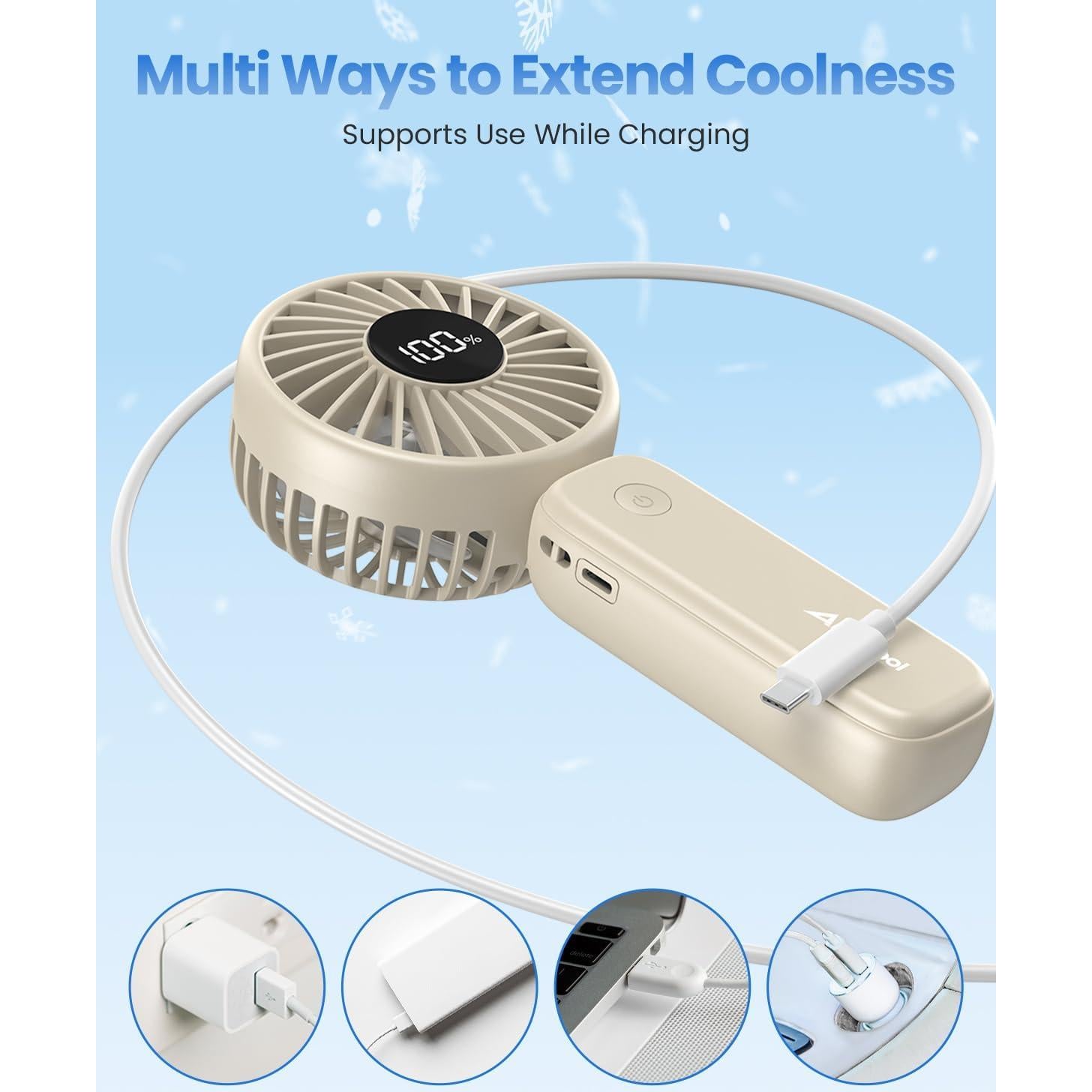 Ventilador de Mano Plegable AMACOOL 5000mAh 4 Velocidades