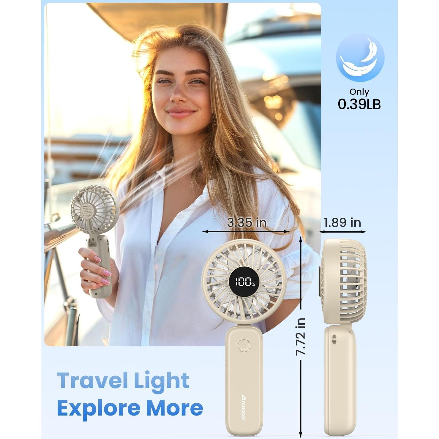 Ventilador de Mano Plegable AMACOOL 5000mAh 4 Velocidades