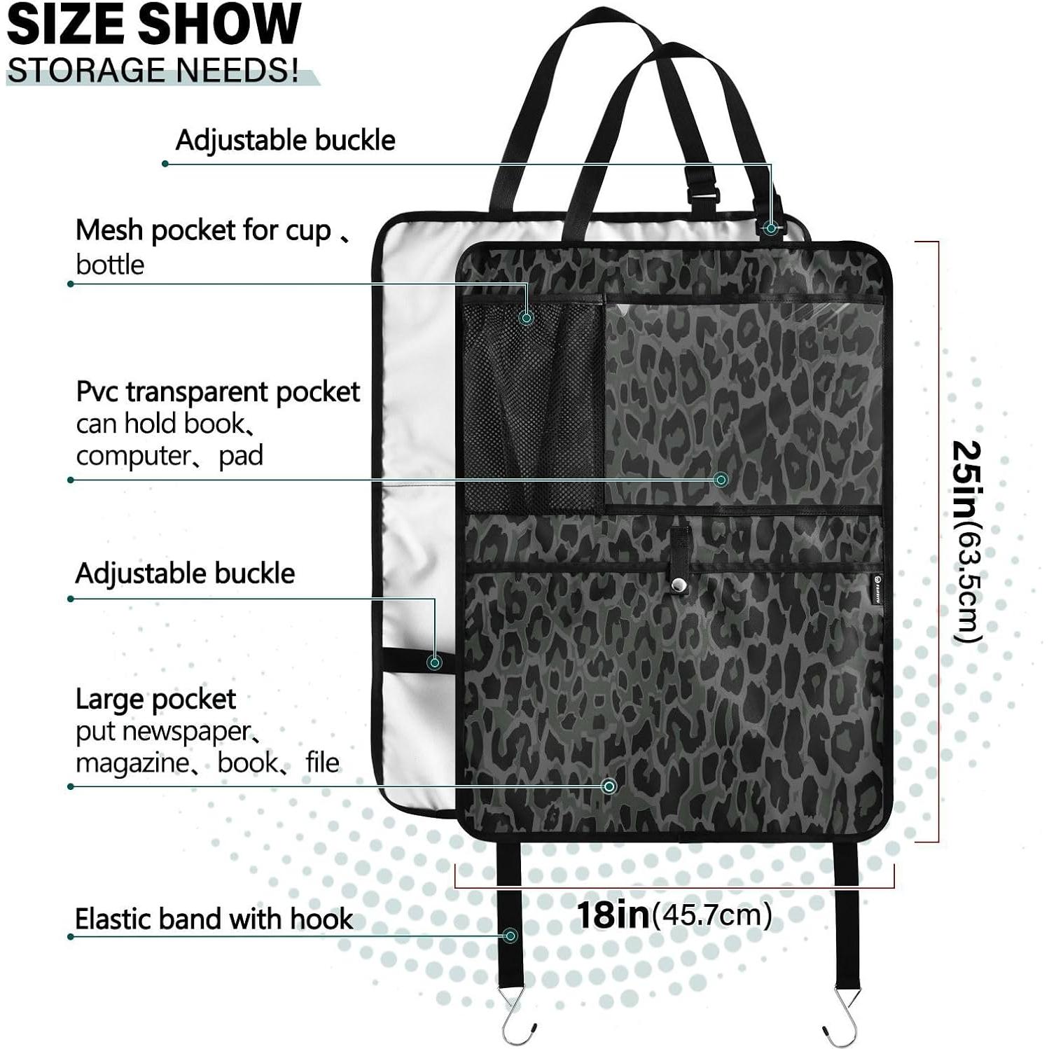 Organizador de Asiento Trasero de Coche YETTASBIN Leopardo Negro