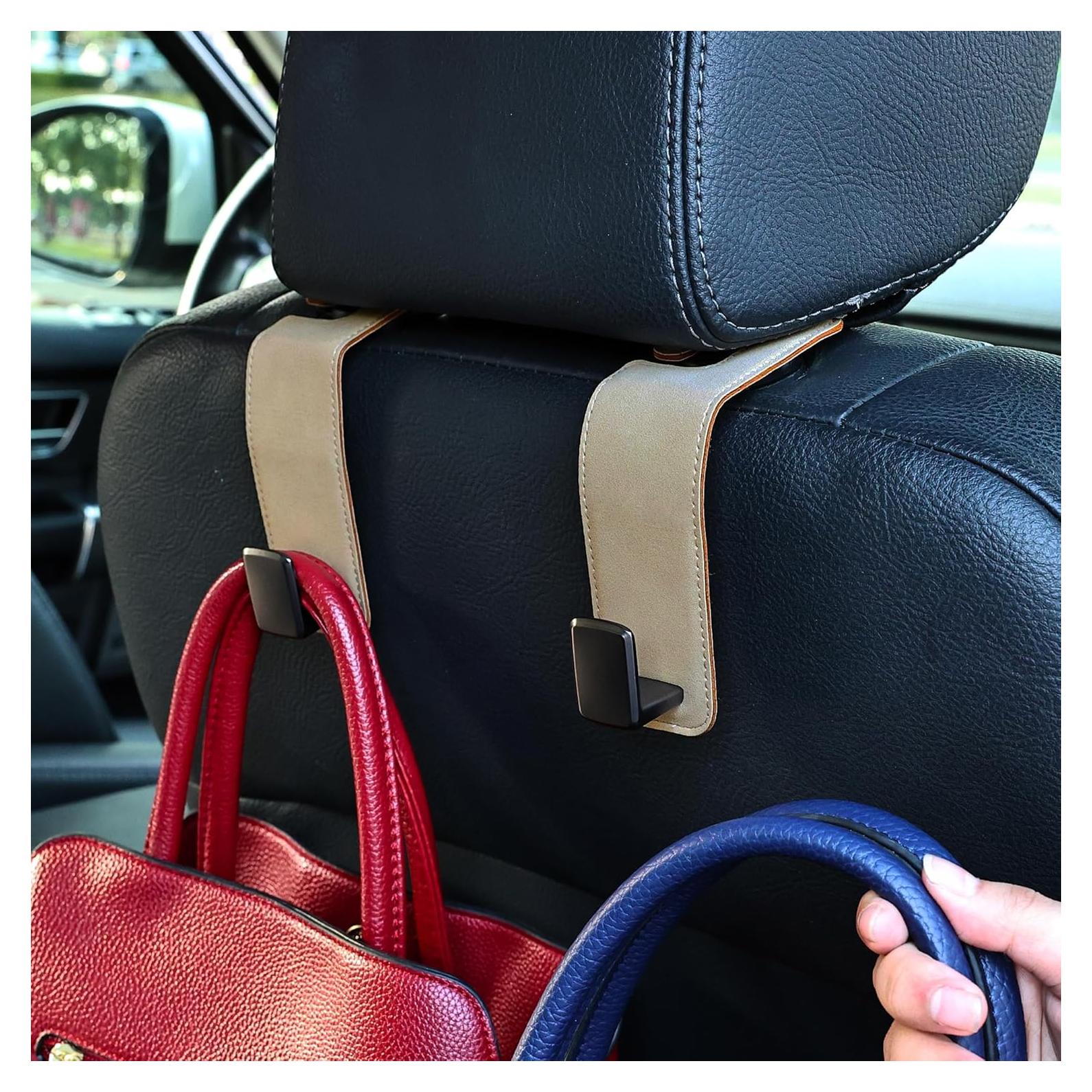 Gancho de respaldo para asiento de coche Amooca, 2 unidades, beige