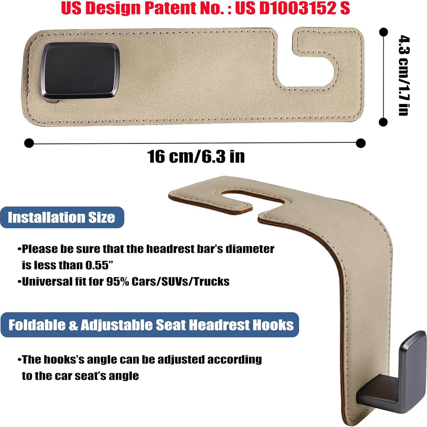 Gancho de respaldo para asiento de coche Amooca, 2 unidades, beige