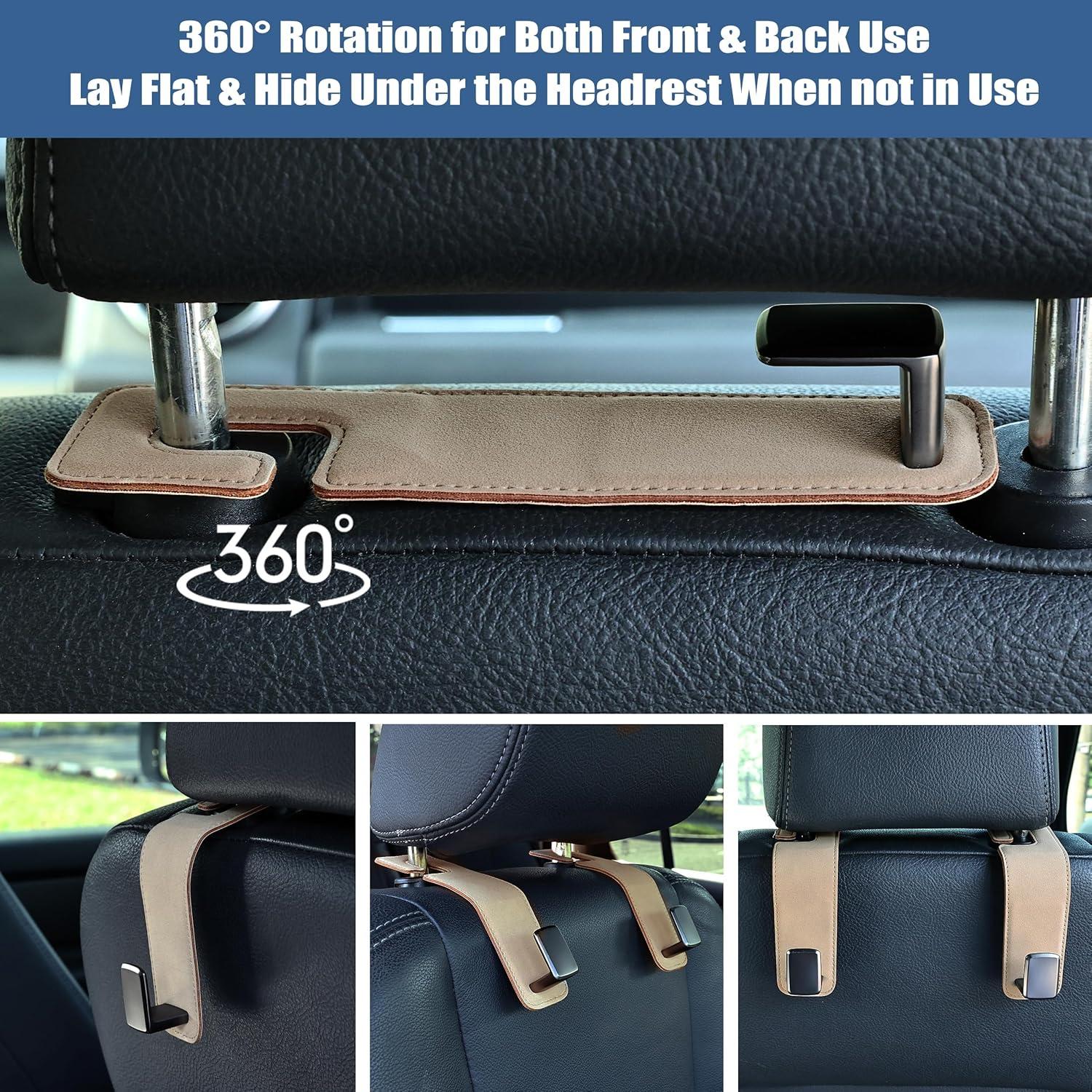 Gancho de respaldo para asiento de coche Amooca, 2 unidades, beige