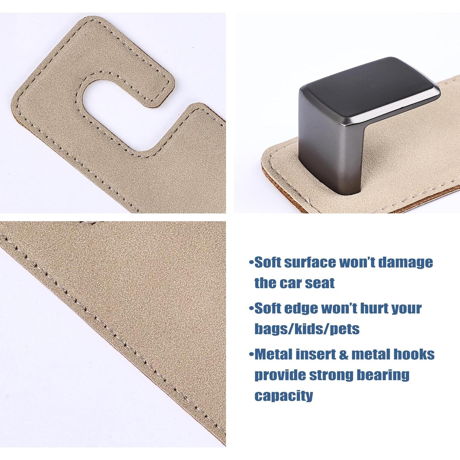 Gancho de respaldo para asiento de coche Amooca, 2 unidades, beige