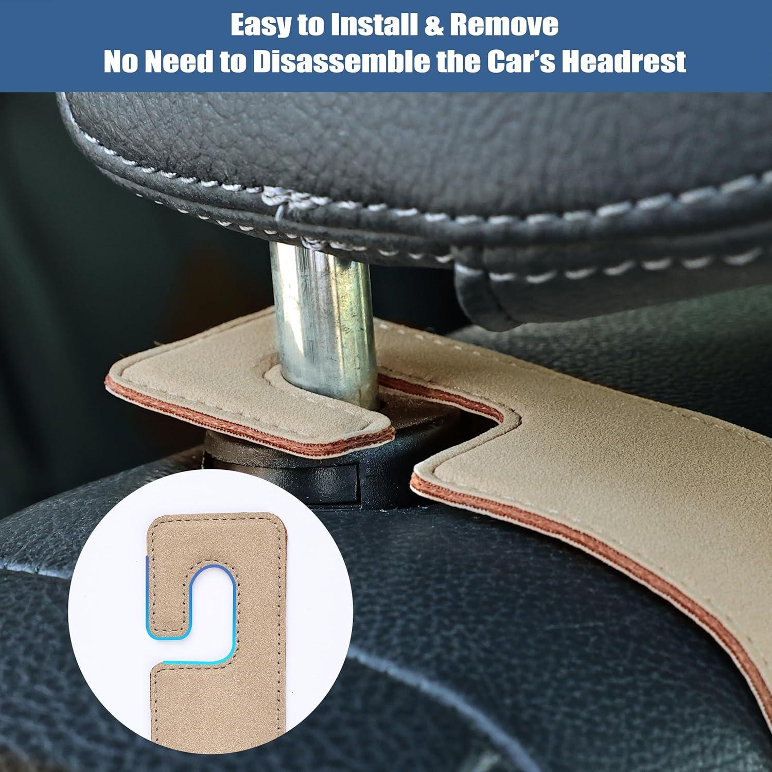 Gancho de respaldo para asiento de coche Amooca, 2 unidades, beige