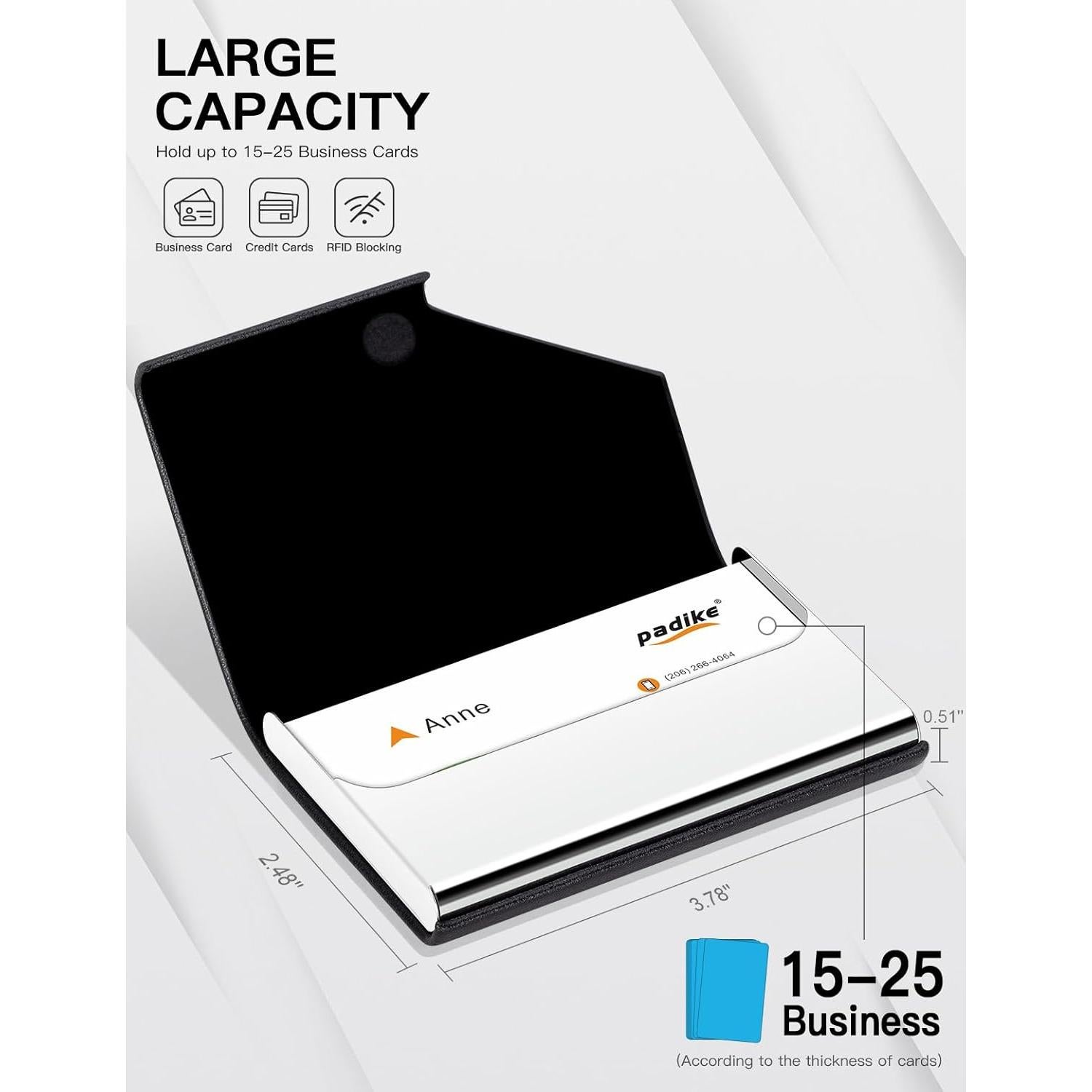 Portatarjetas de Negocios Padike Negro con Bloqueo RFID