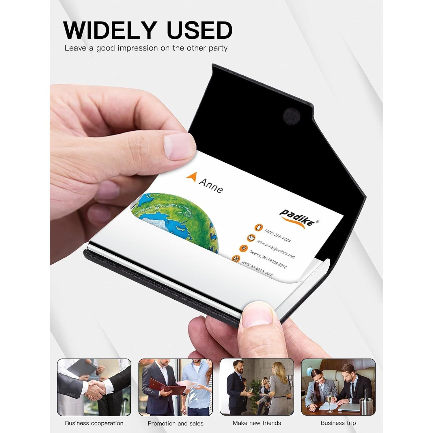 Portatarjetas de Negocios Padike Negro con Bloqueo RFID