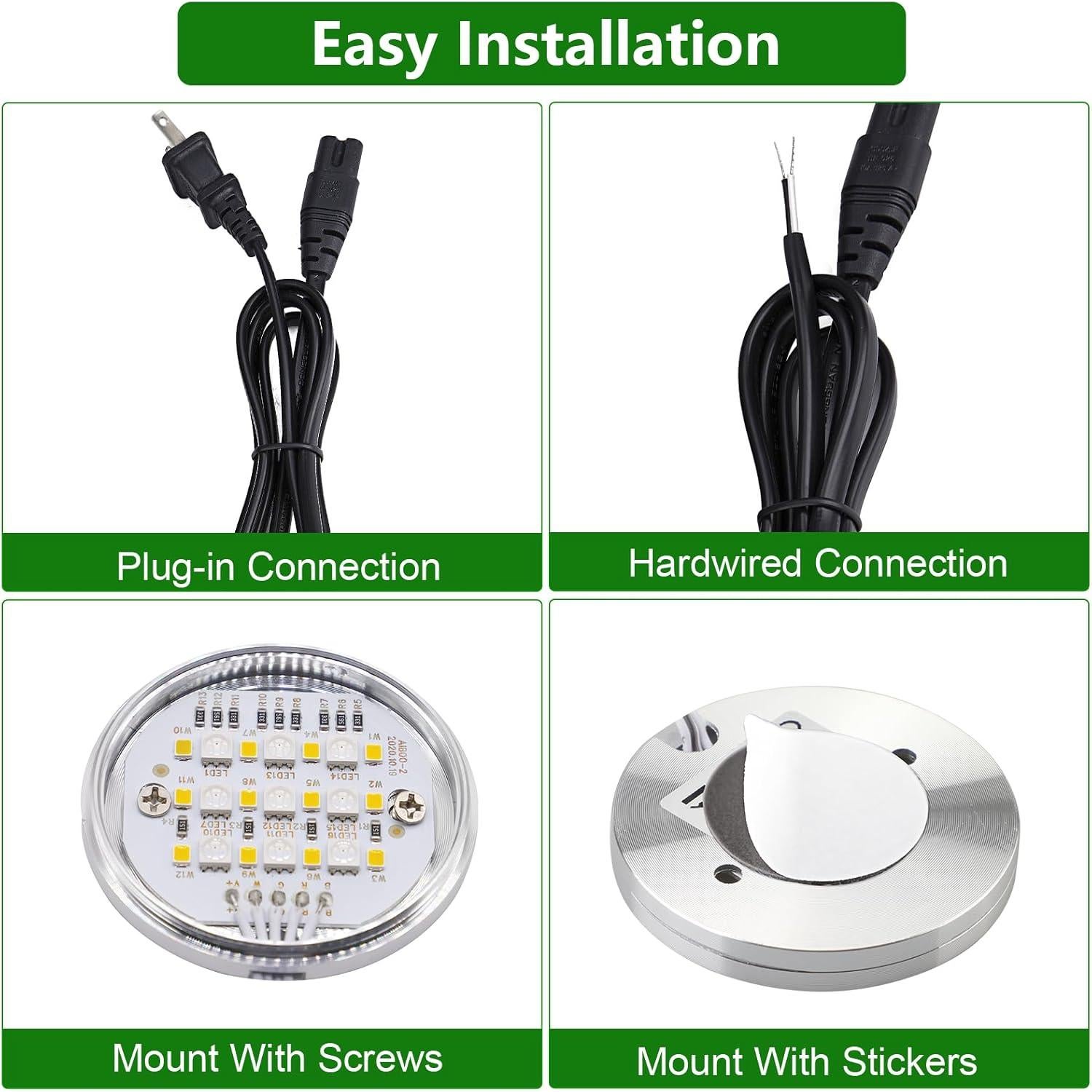 Luces Puck LED AIBOO RGBWW con Control Remoto - Paquete de 8