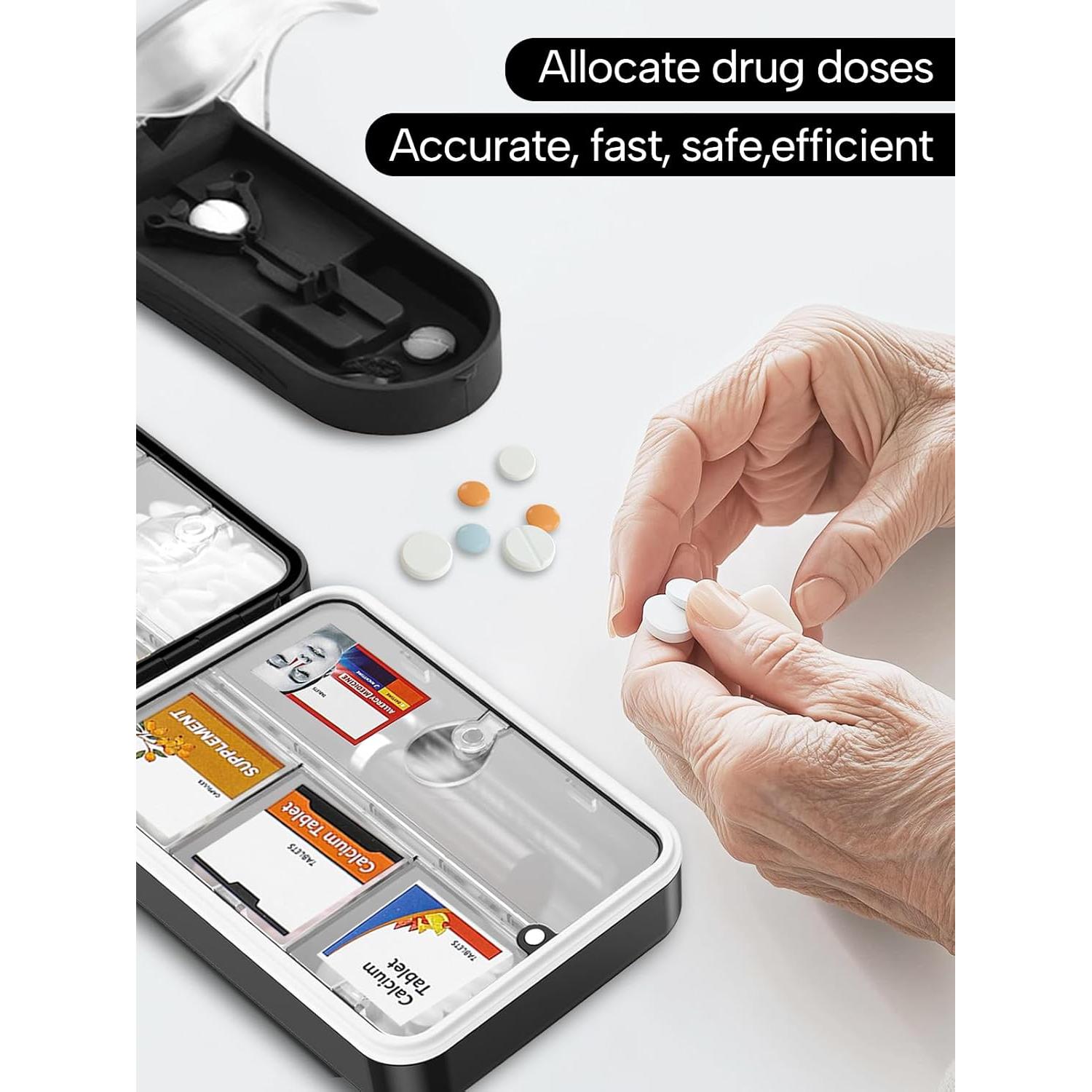 Cortador de Pastillas E ENASUE con Etiquetas - Negro, Portátil y Seguro